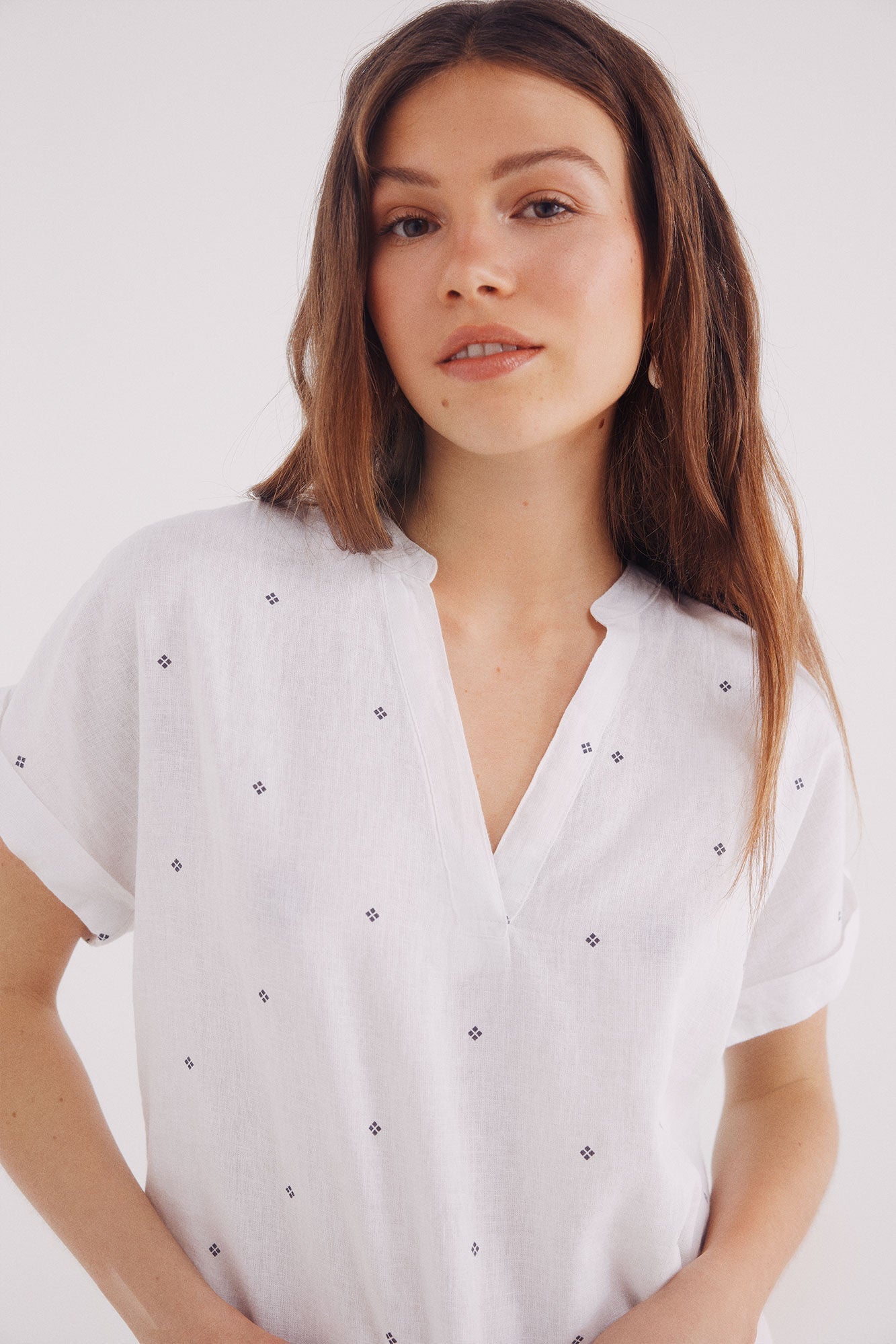 Printed cotton t-shirt blouse