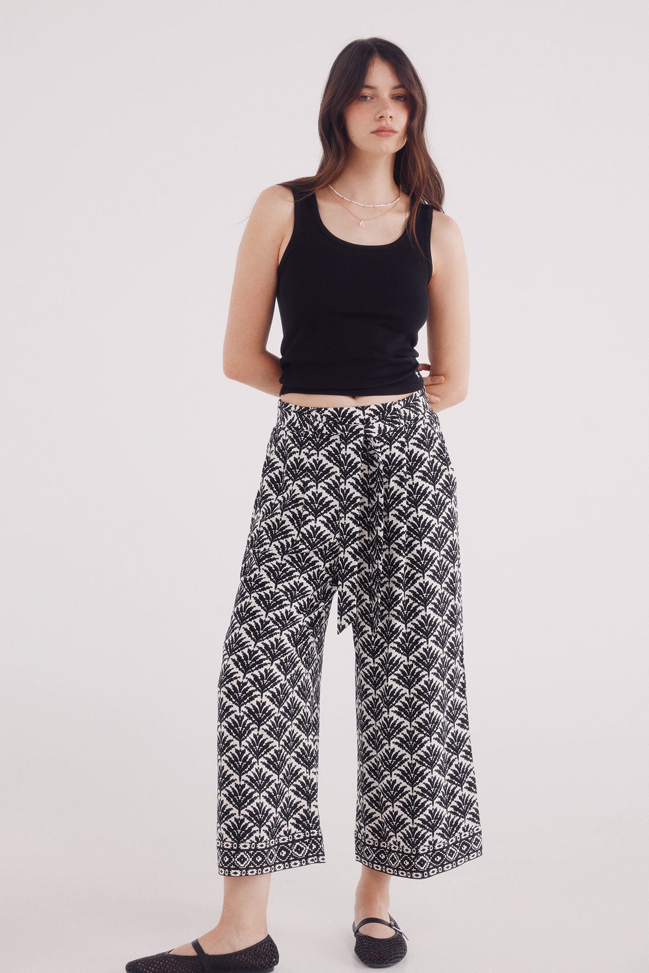 Printed flowing trousers