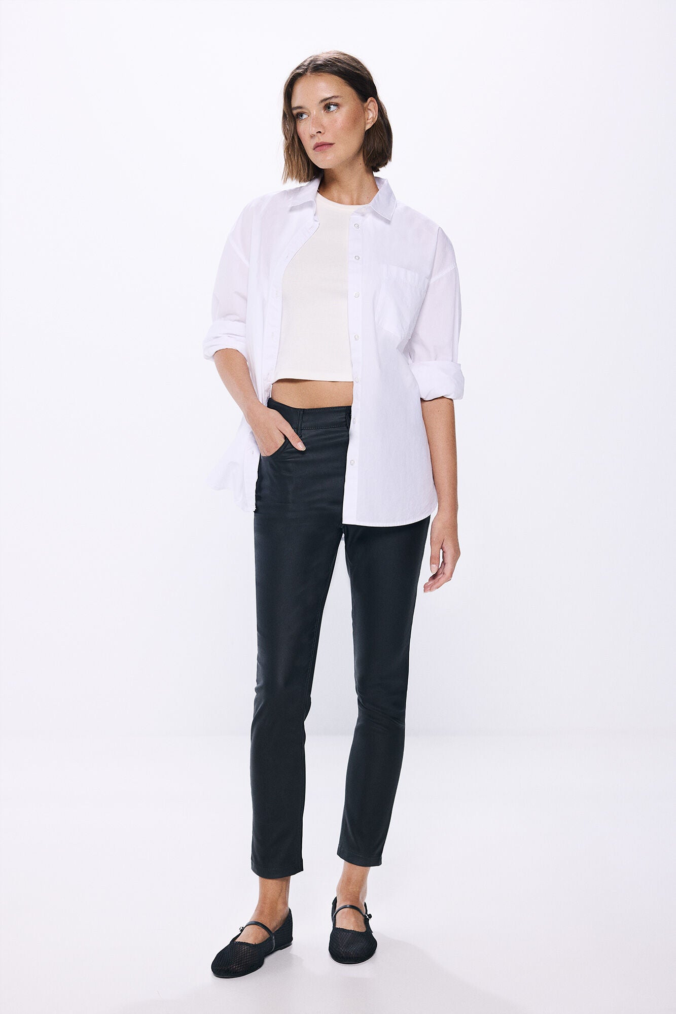 Waxed push up pants
