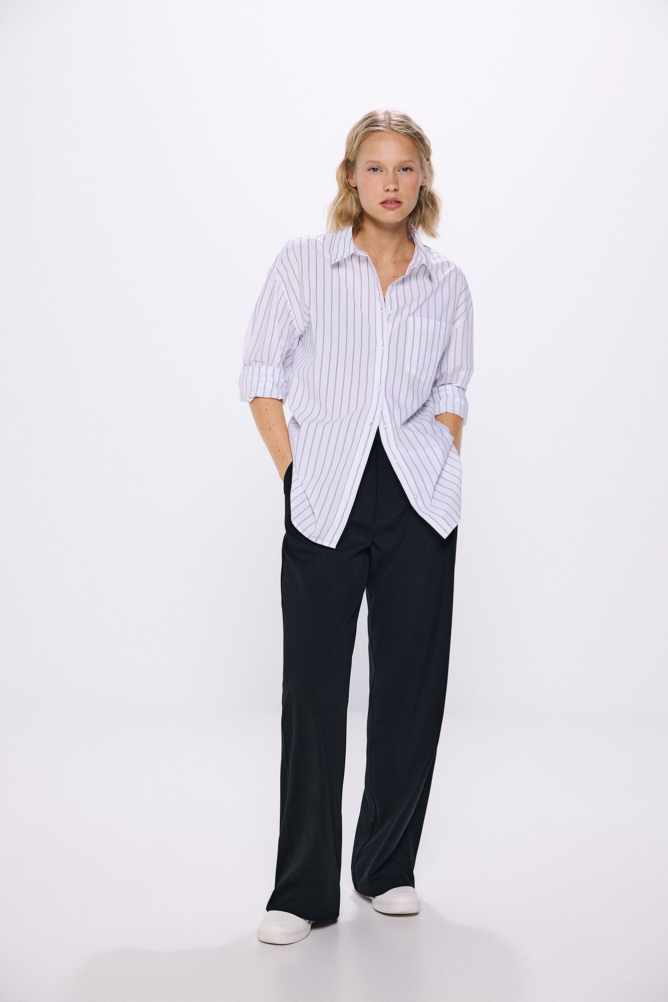 Black trousers with darts