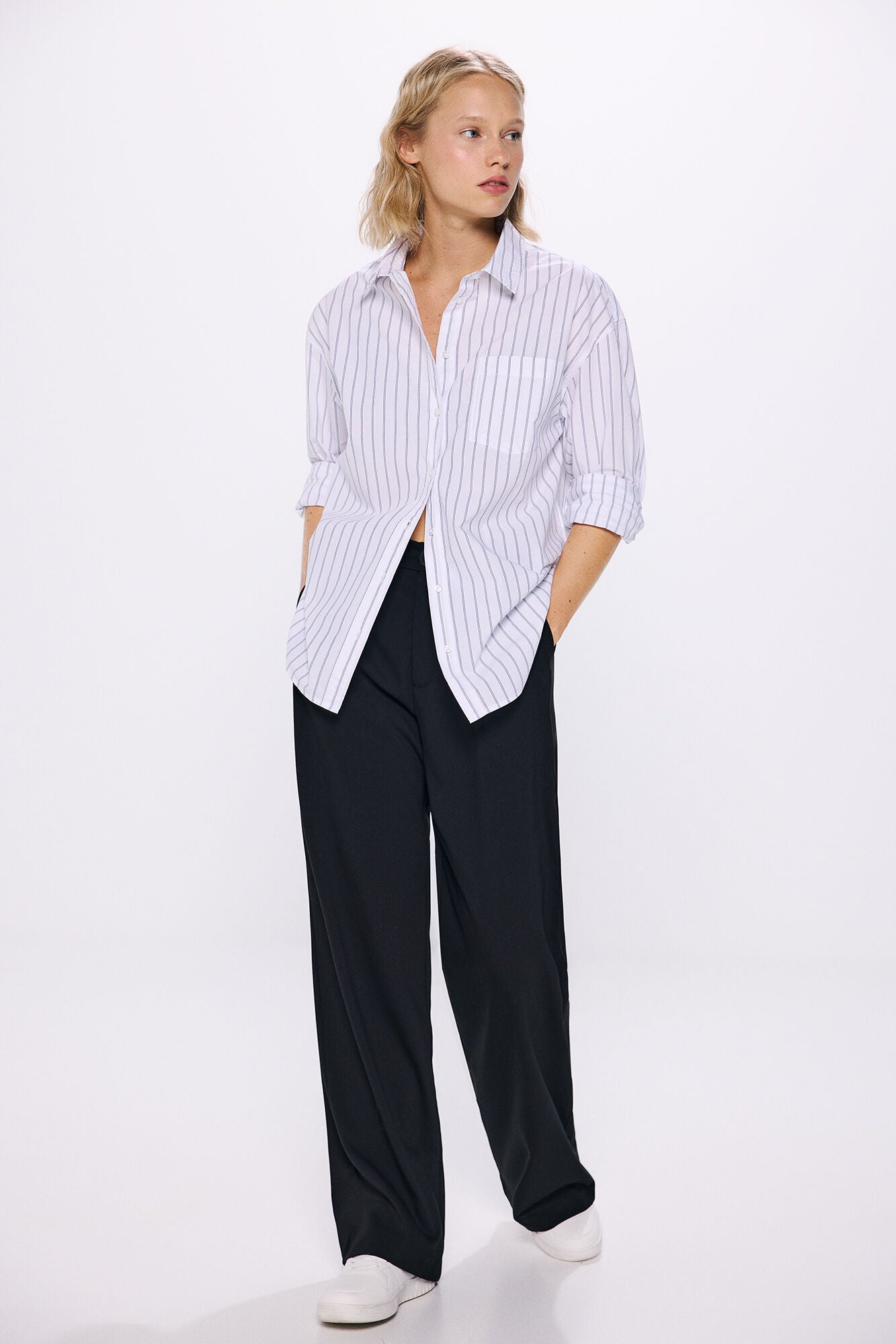 Black trousers with darts