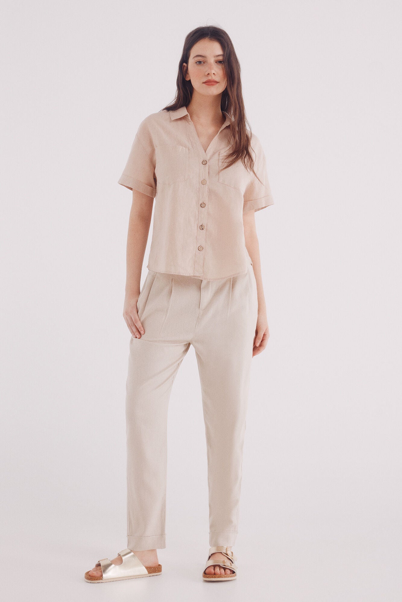 Linen pleated trousers
