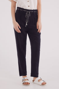 Linen pleated trousers
