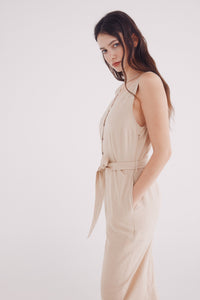 Cotton linen straps jumpsuit