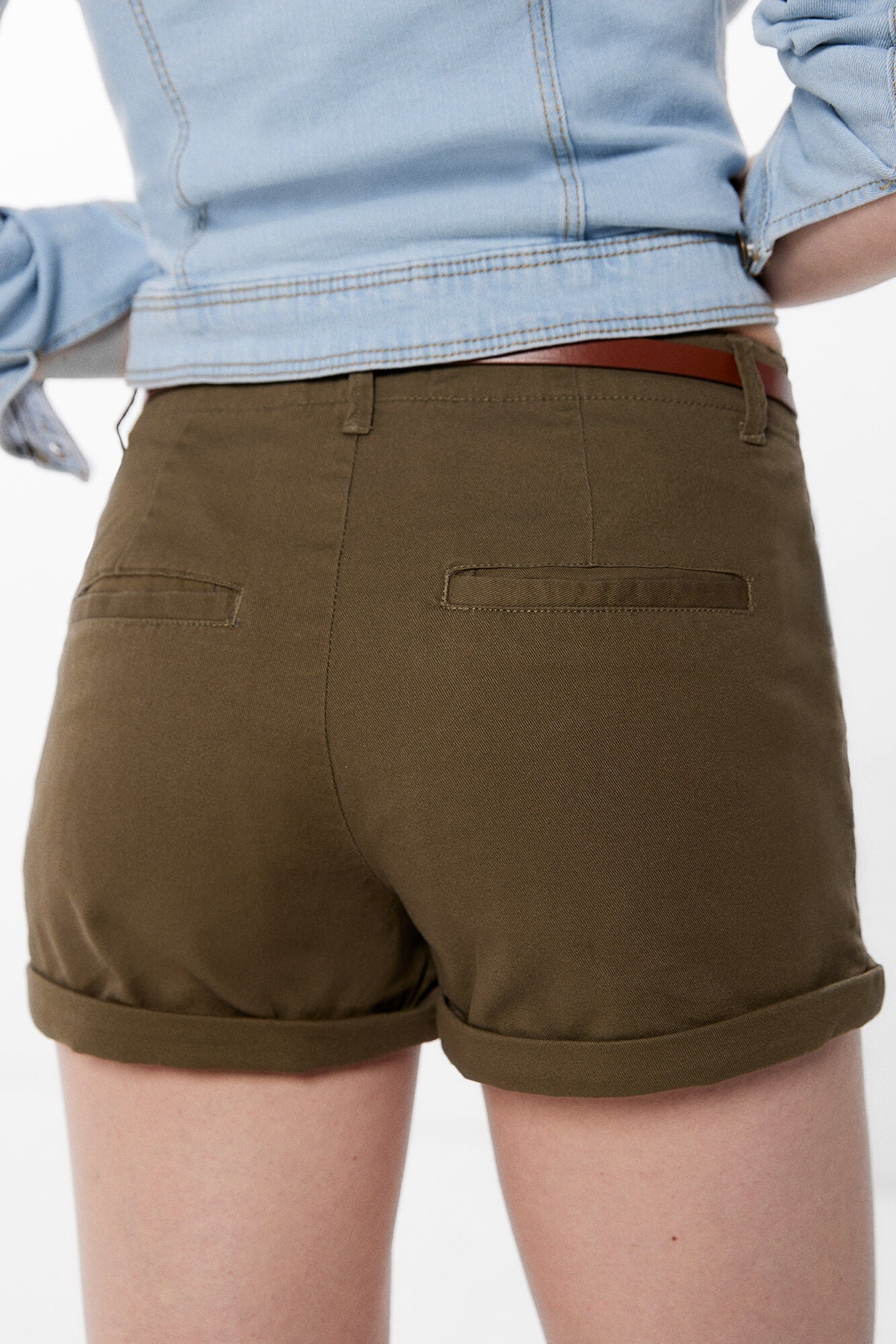 Cotton chino shorts with belt