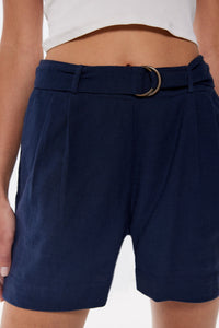 Rustic cotton shorts with buckled belt