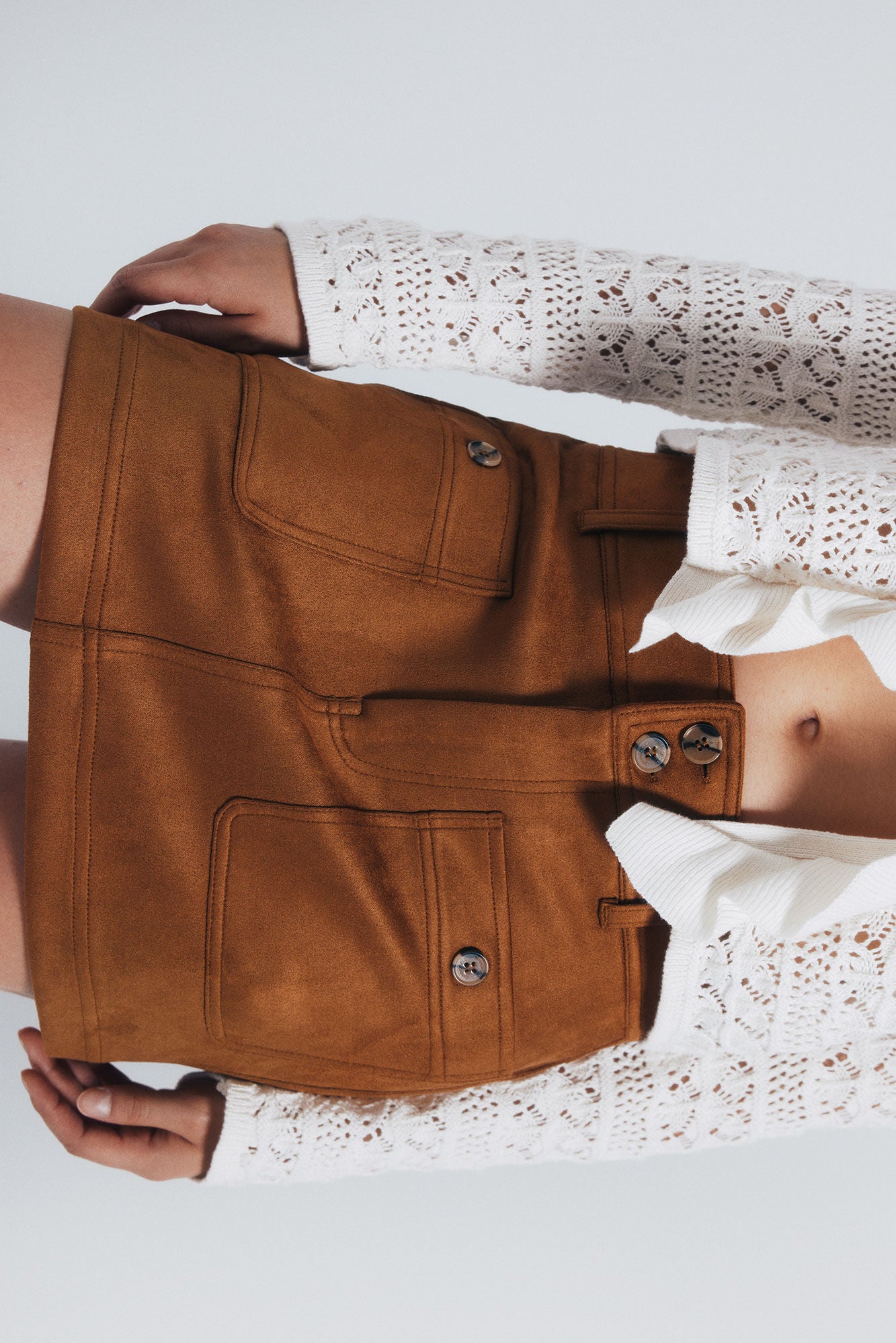 Short suede skirt