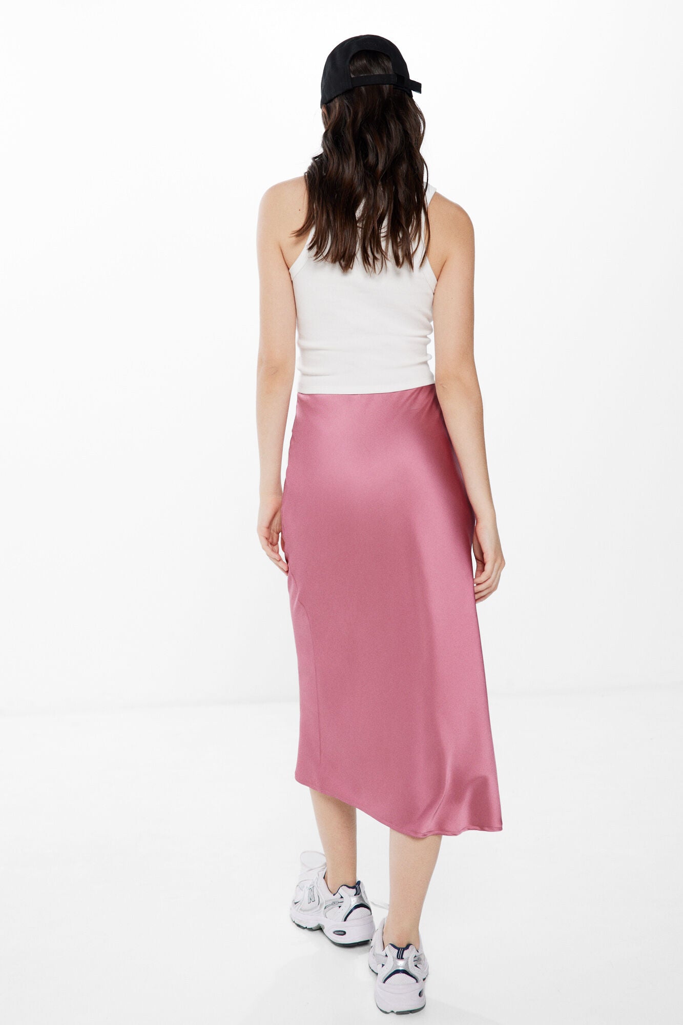 Long satin-finish skirt