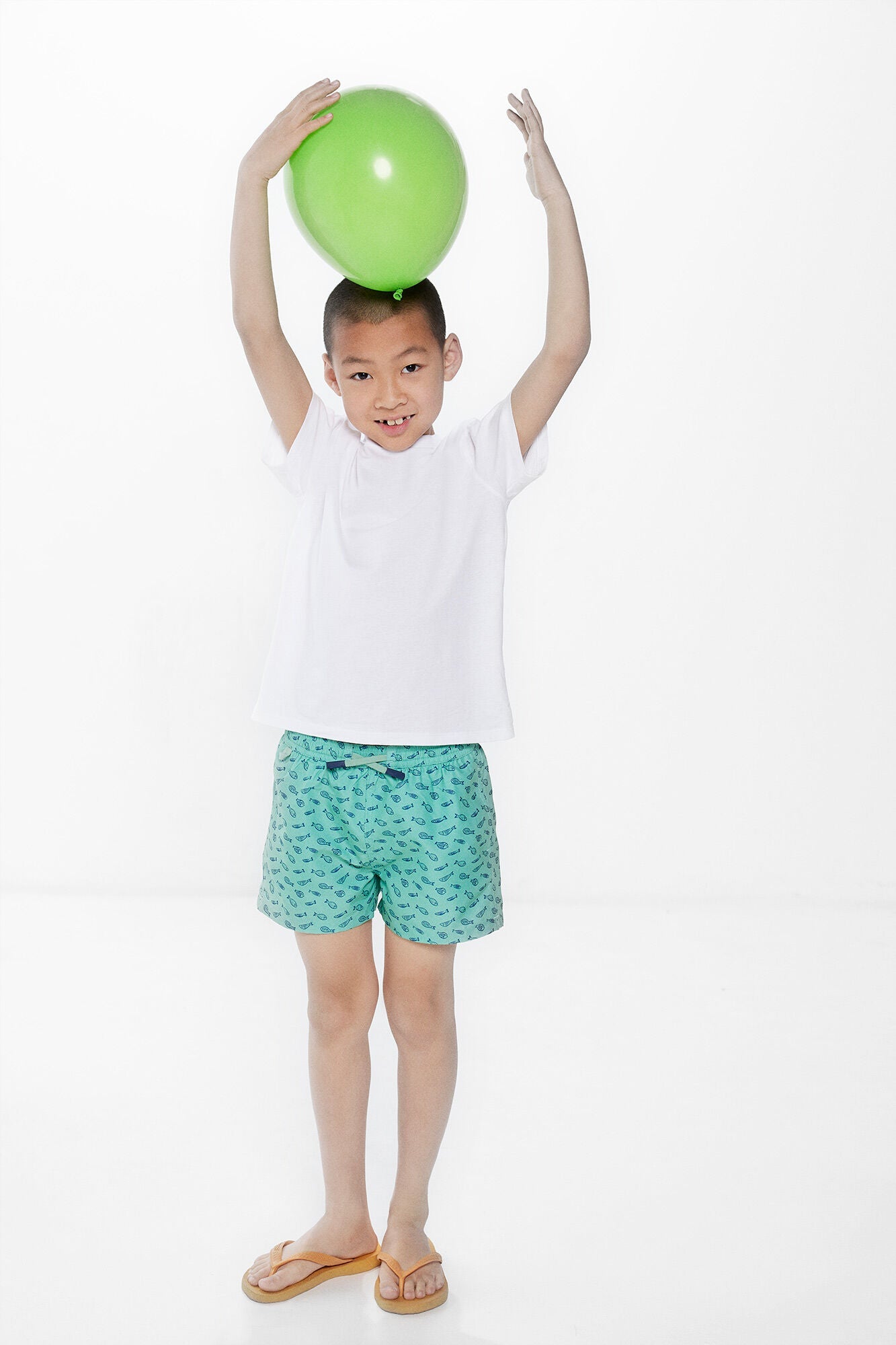 Boys' fish print swim shorts