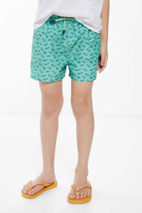 Boys' fish print swim shorts