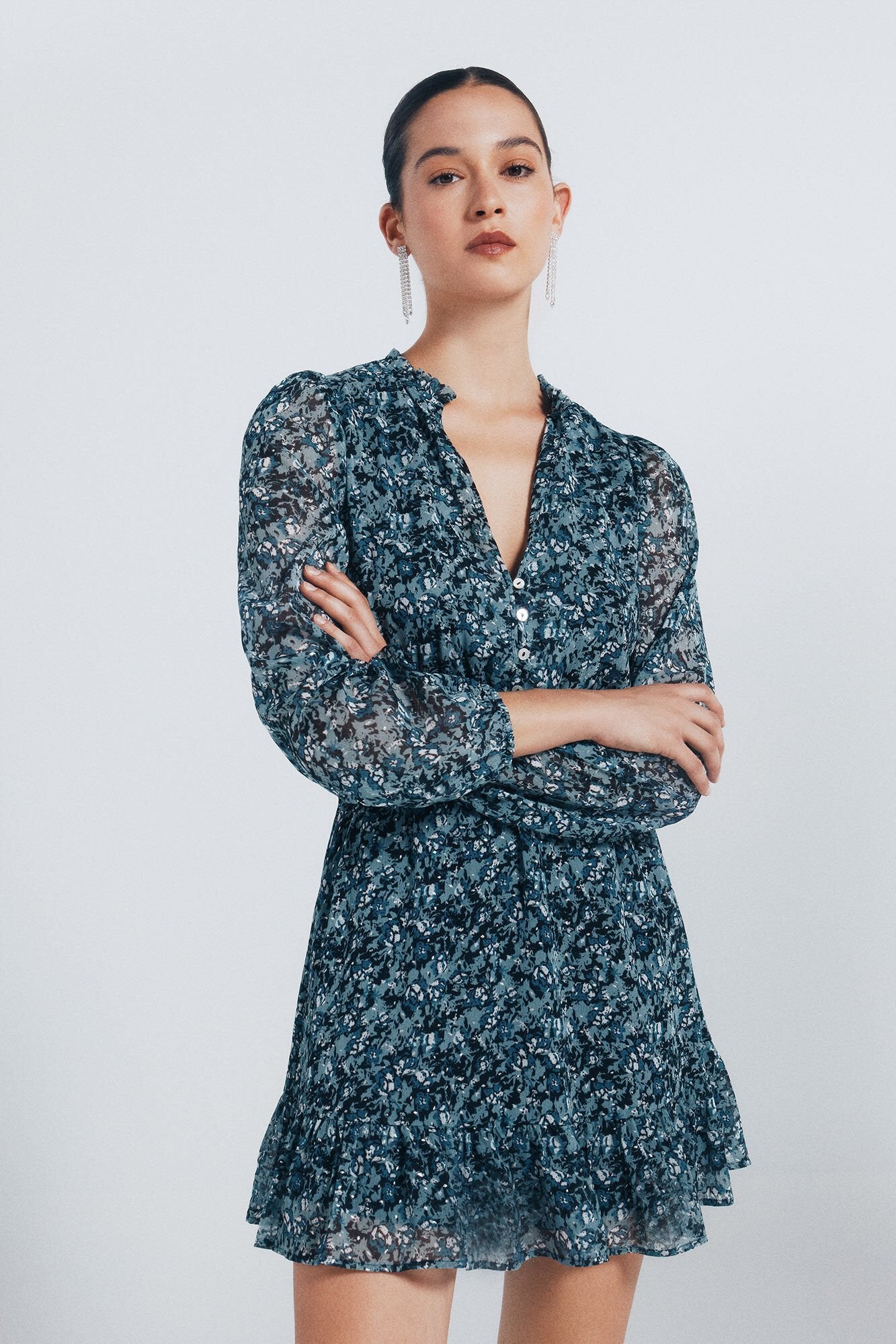 Short smock chiffon dress