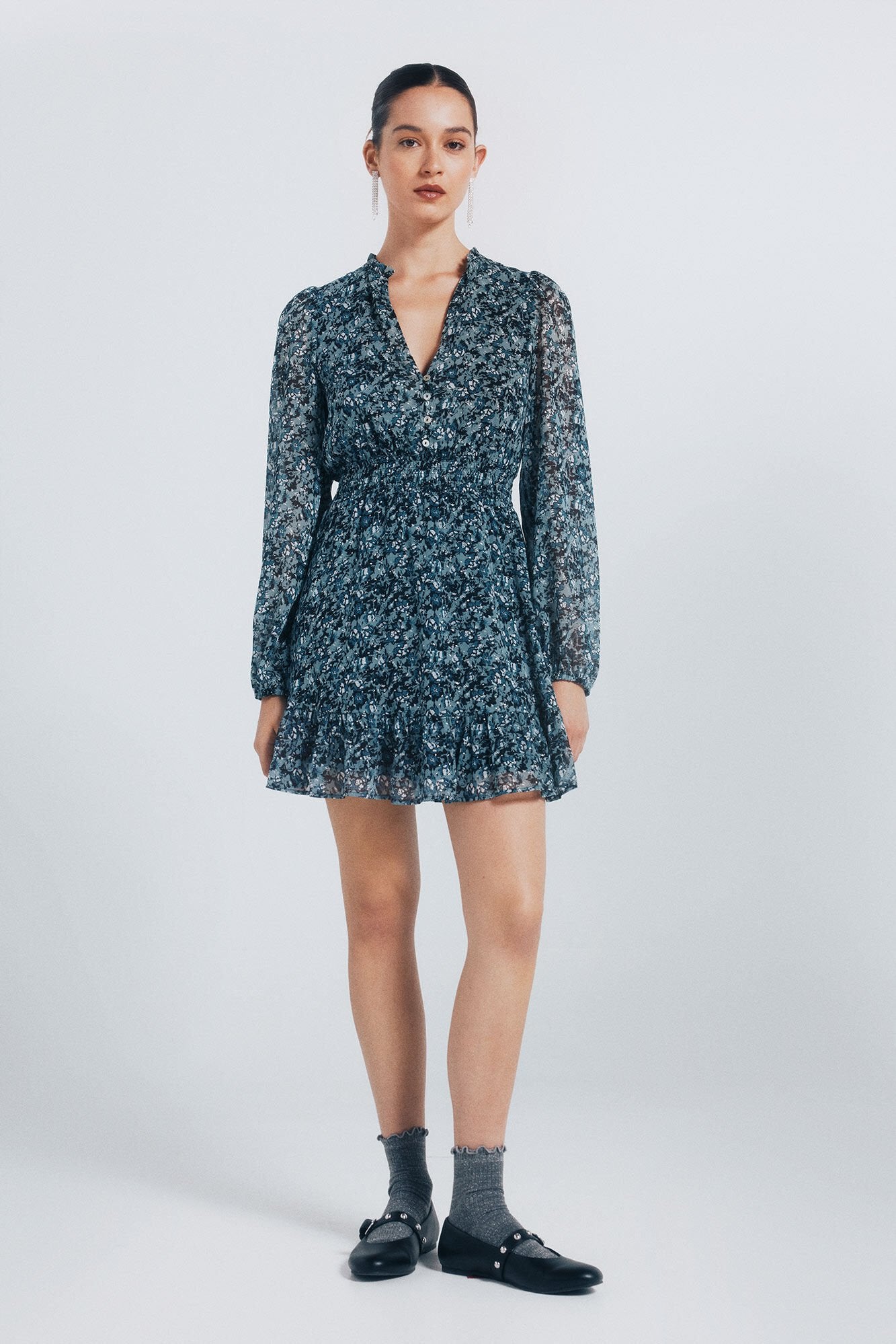 Short smock chiffon dress