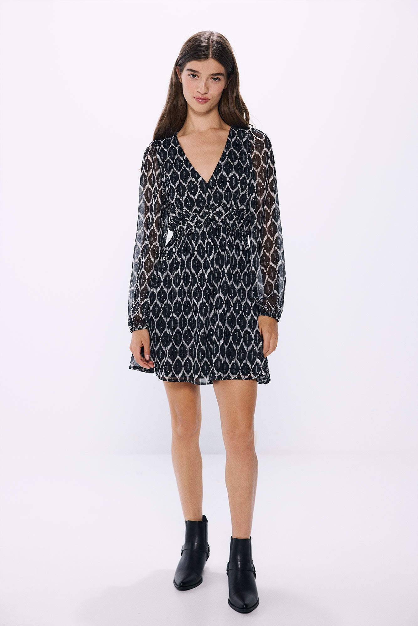 Short lurex print dress