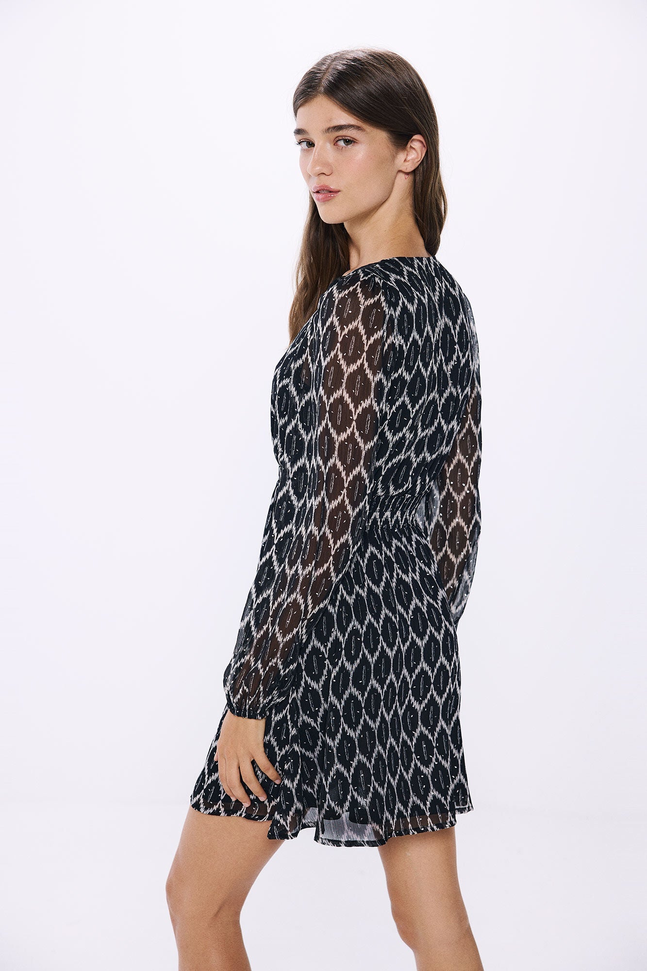 Short lurex print dress