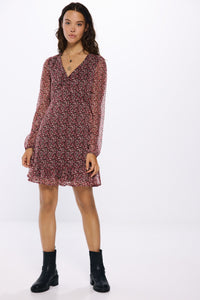 Short dress with neckline and print