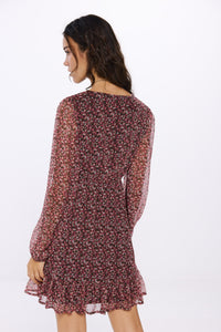 Short dress with neckline and print