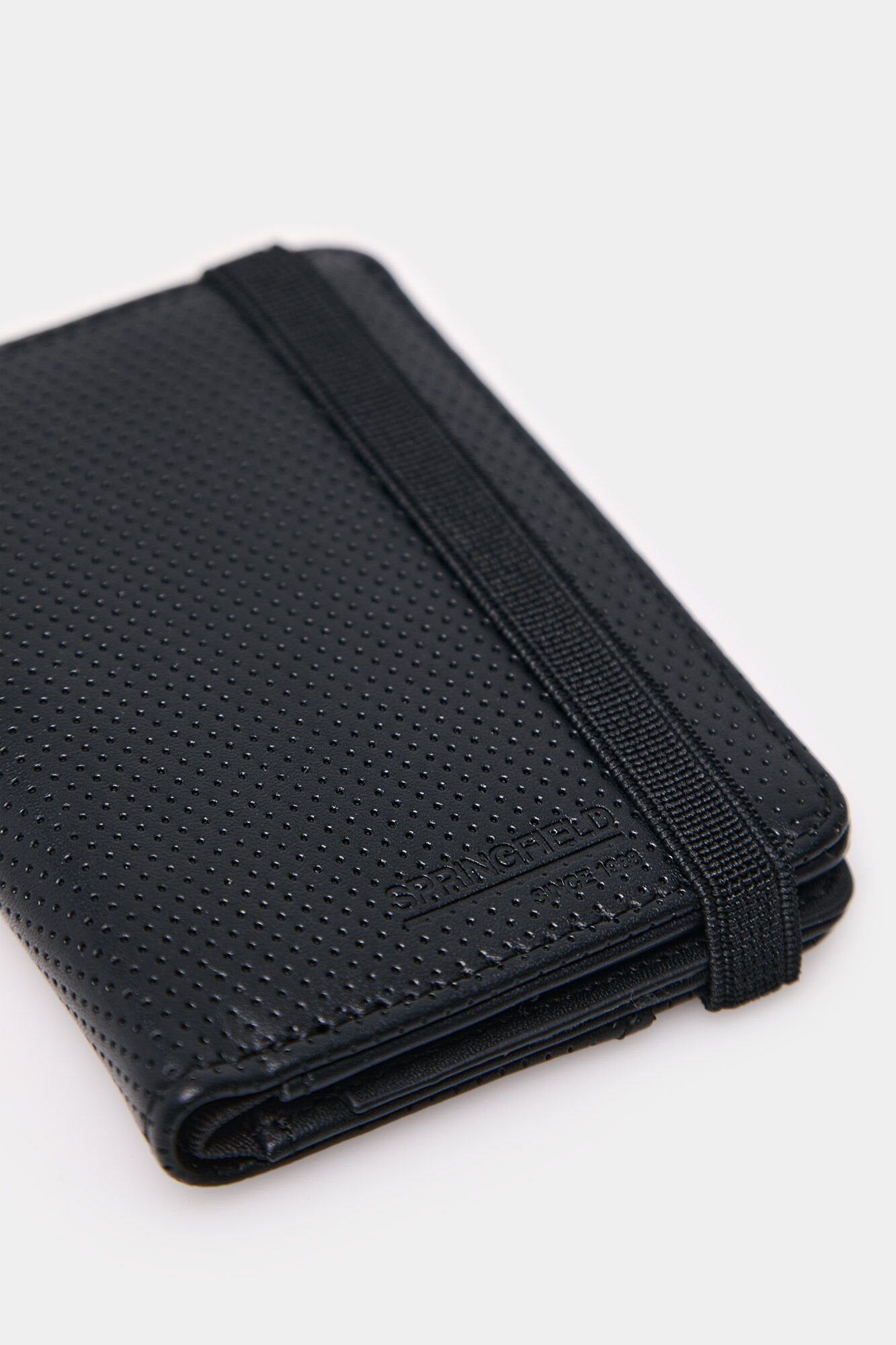 Leather effect slim wallet with micro perforations