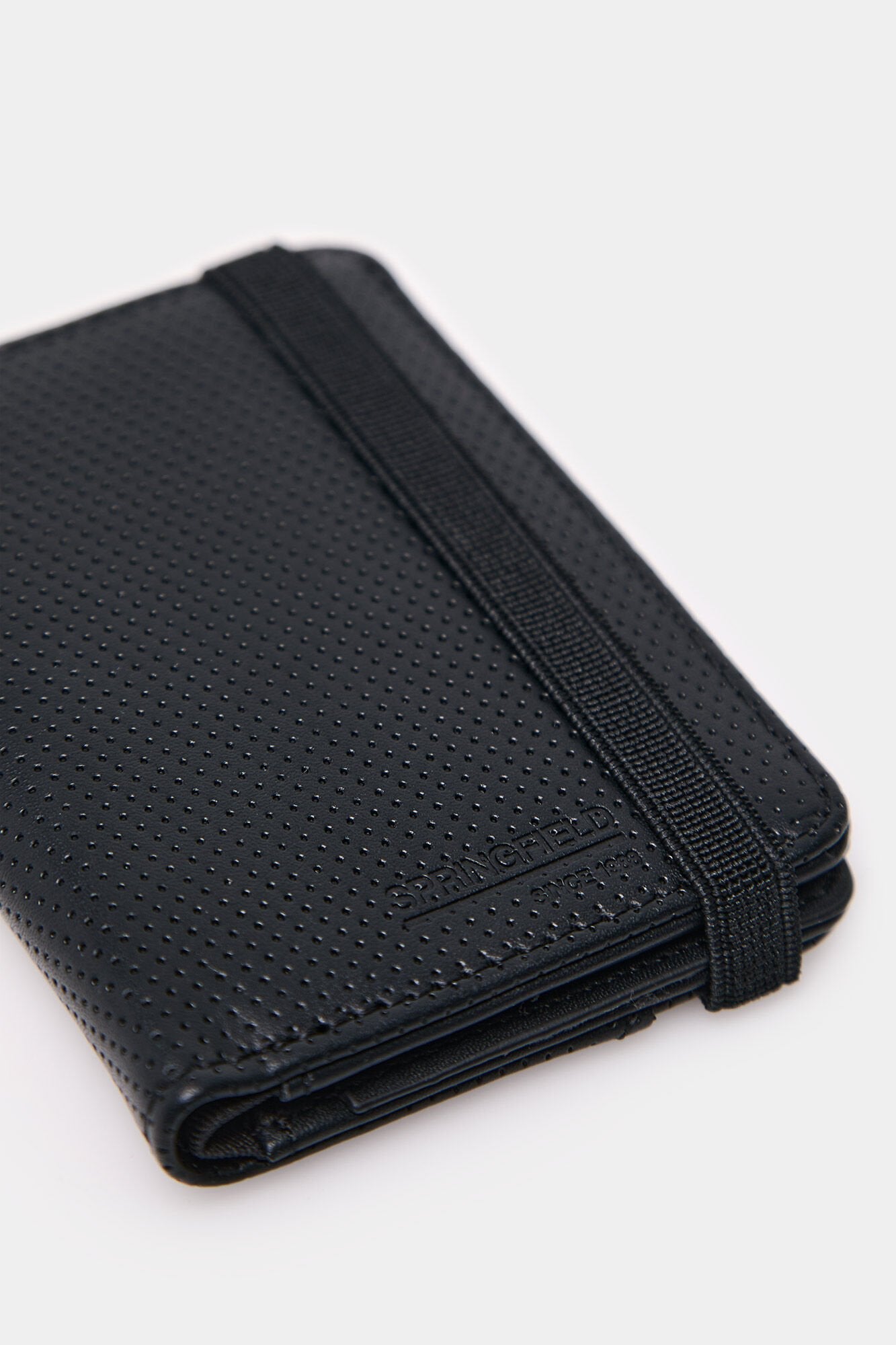 Leather effect slim wallet with micro perforations