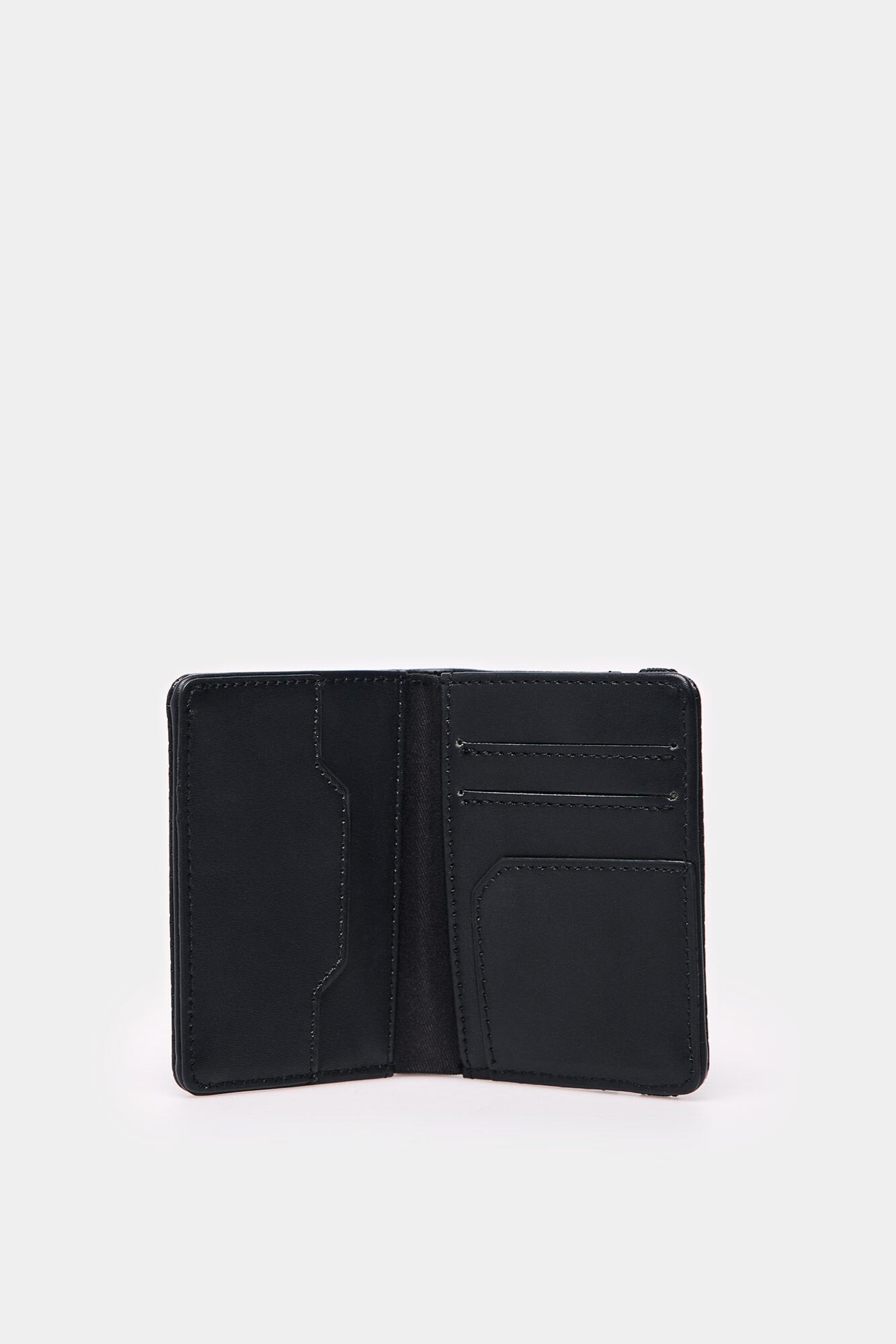 Leather effect slim wallet with micro perforations