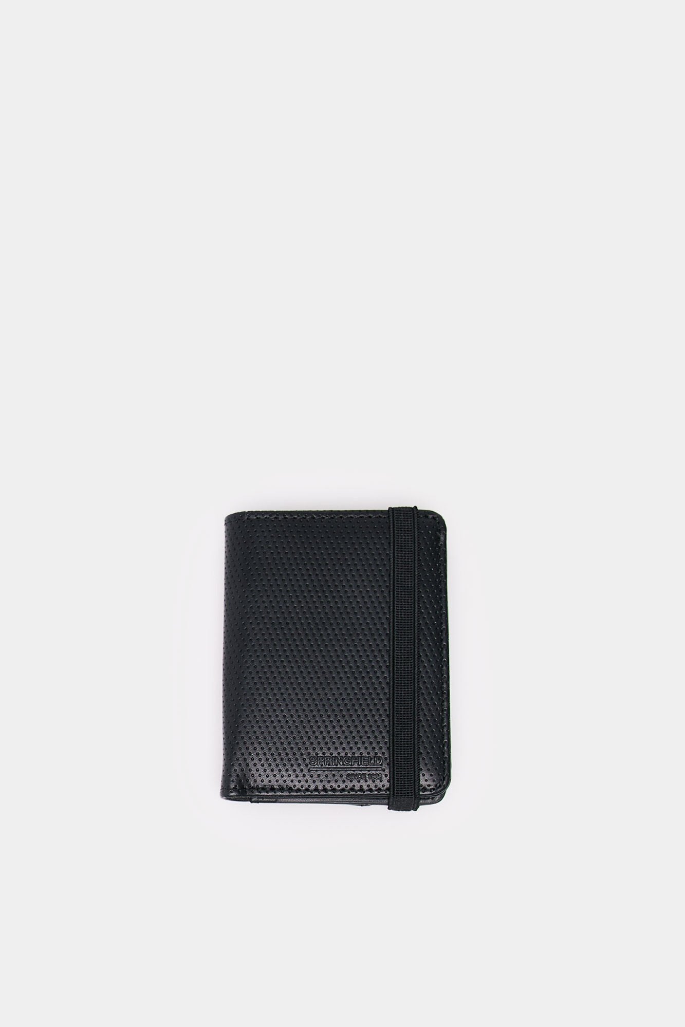 Leather effect slim wallet with micro perforations