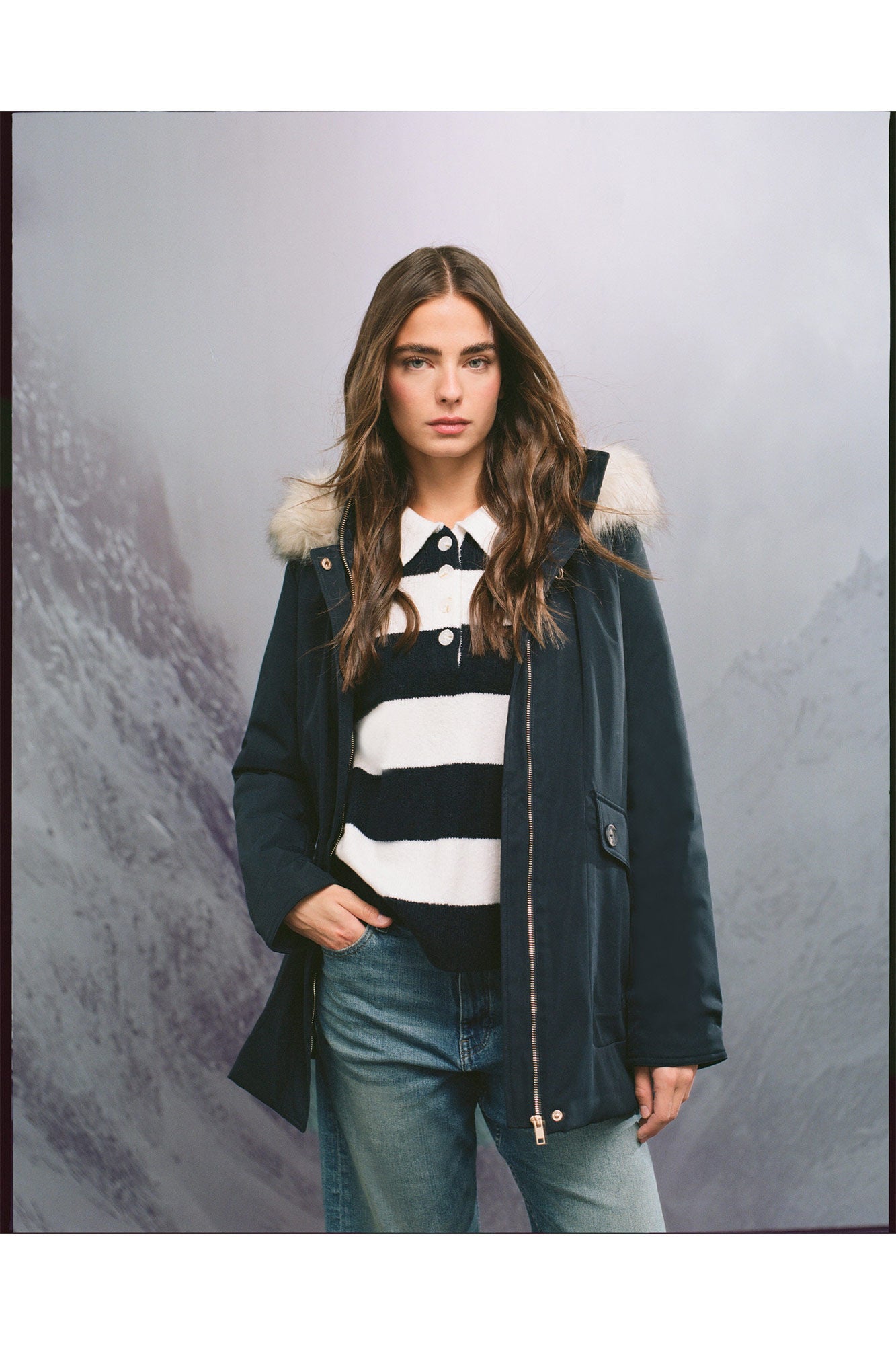 Sorona Aura metal zip hooded parka