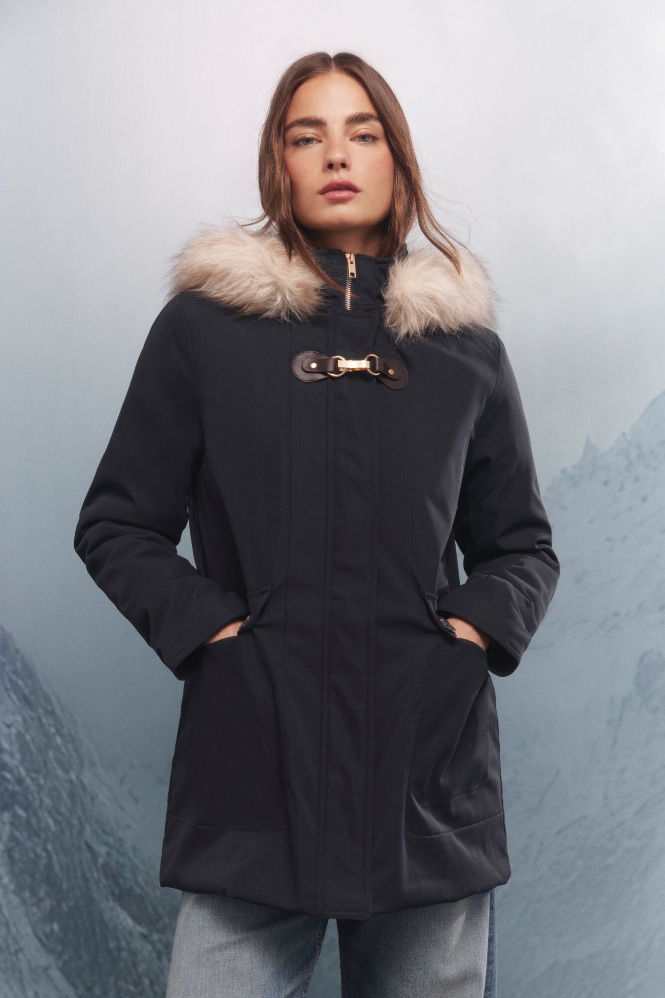 Sorona Aura metal zip hooded parka