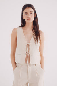 Linen bow vest