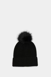 Pompom jersey-knit hat