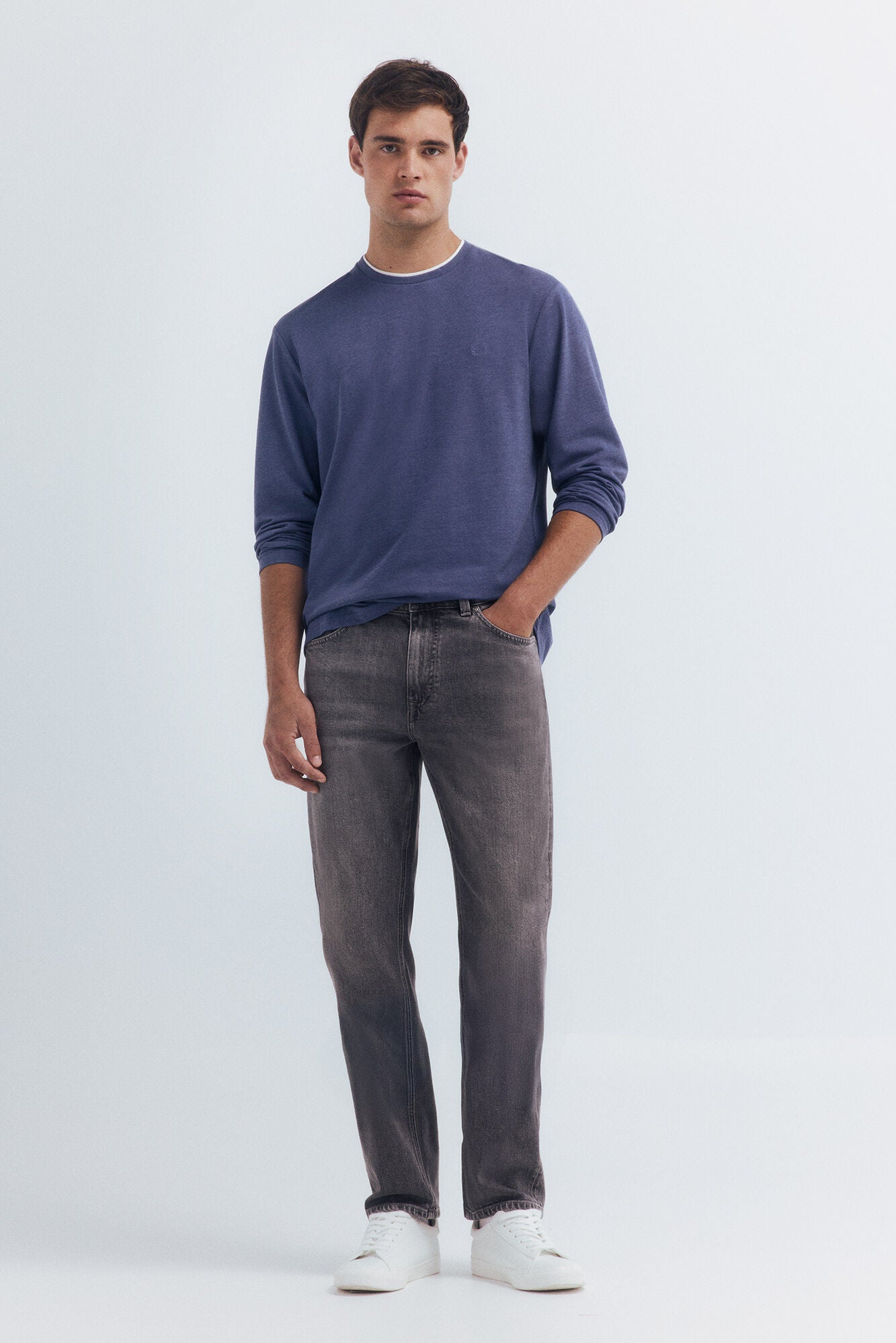 Double melange long-sleeved T-shirt