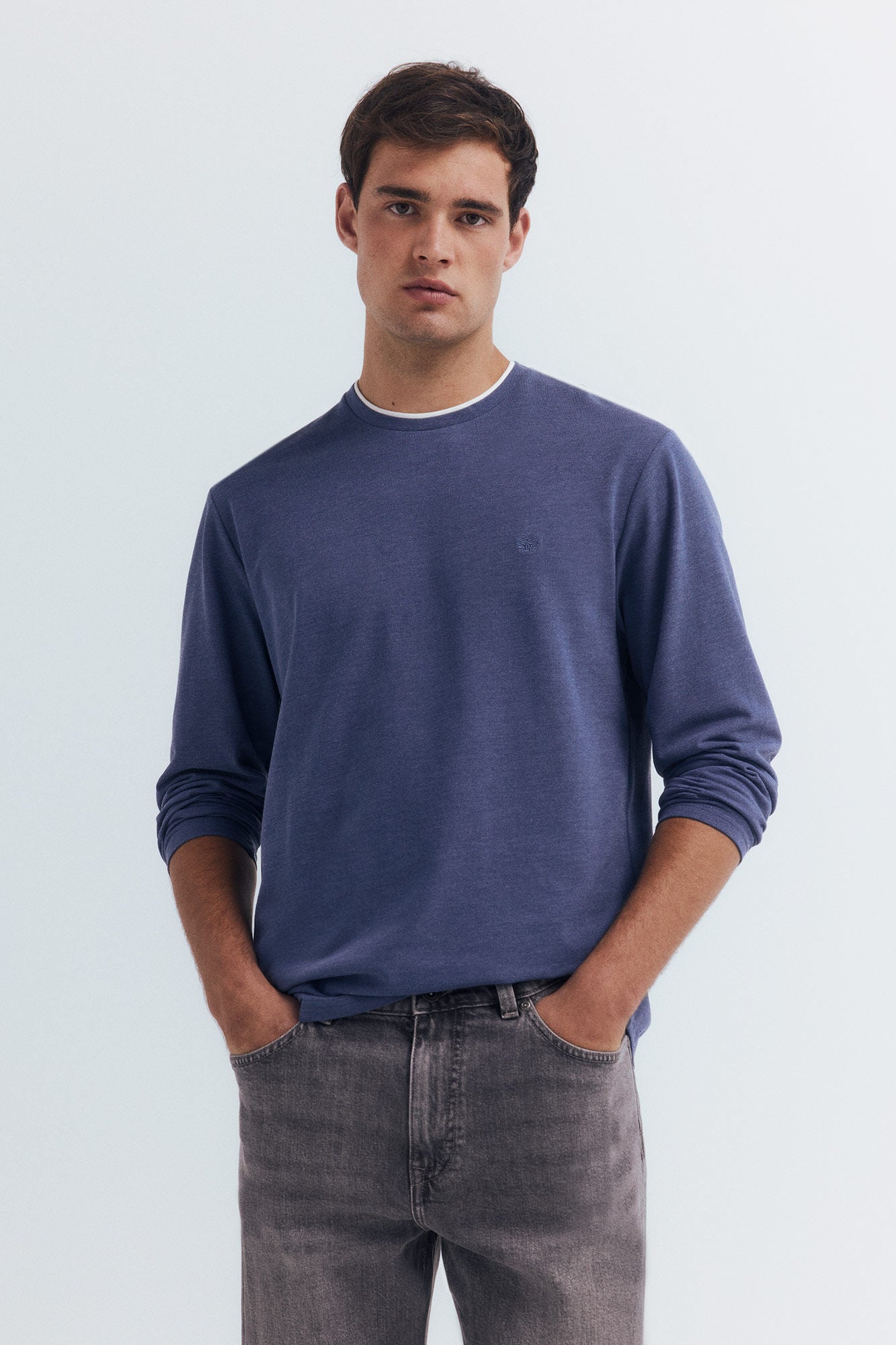 Double melange long-sleeved T-shirt