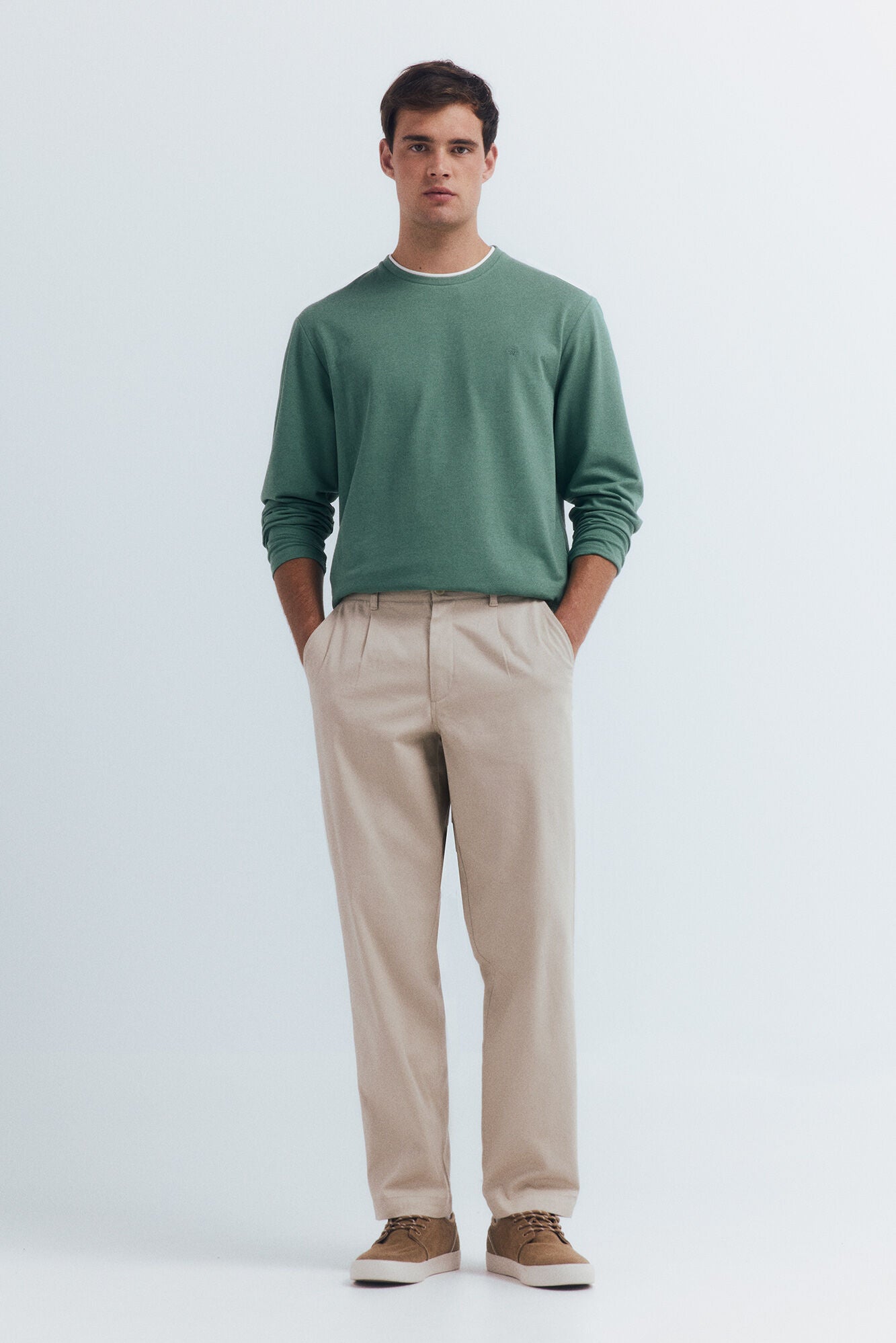 Double melange long-sleeved T-shirt