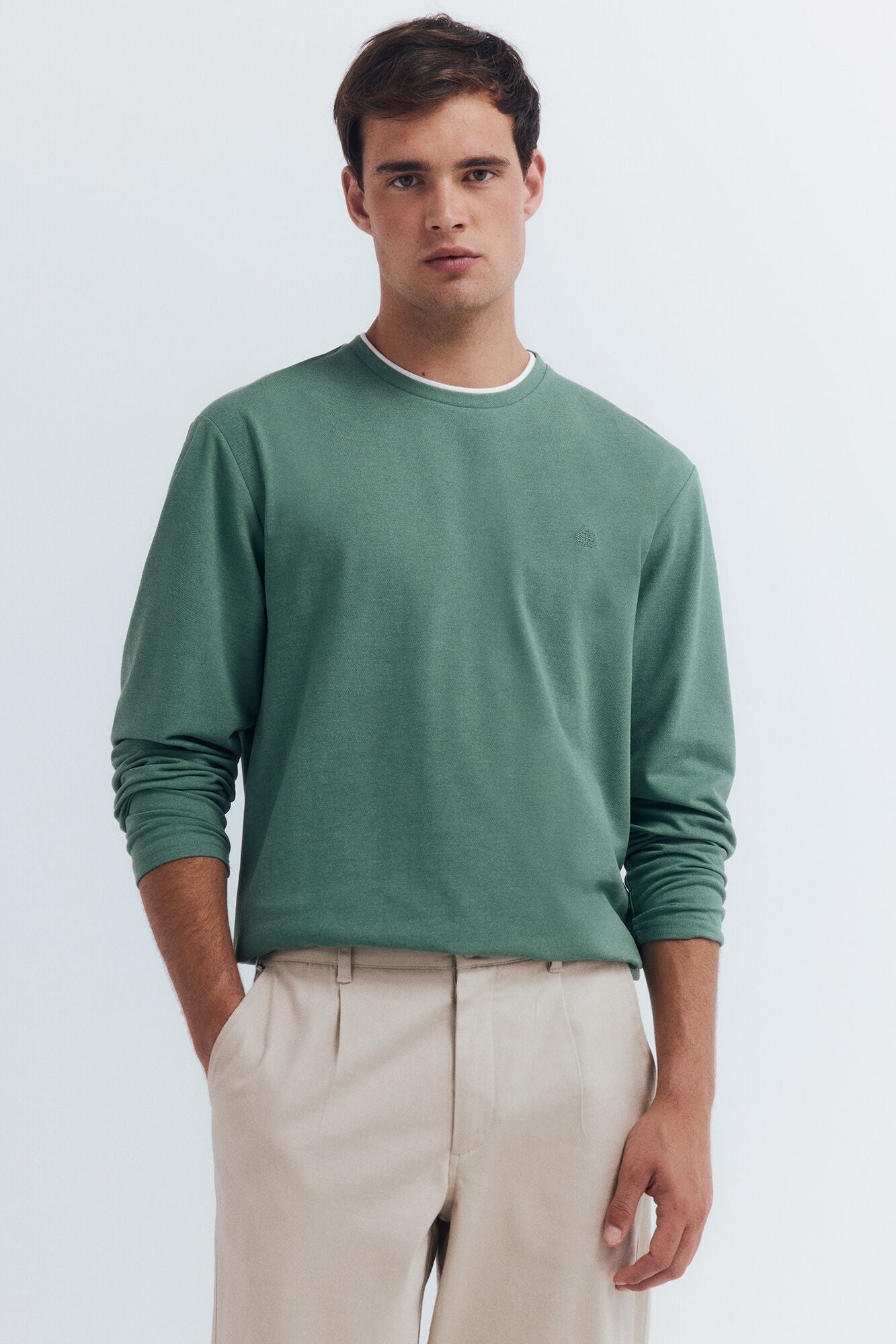 Double melange long-sleeved T-shirt