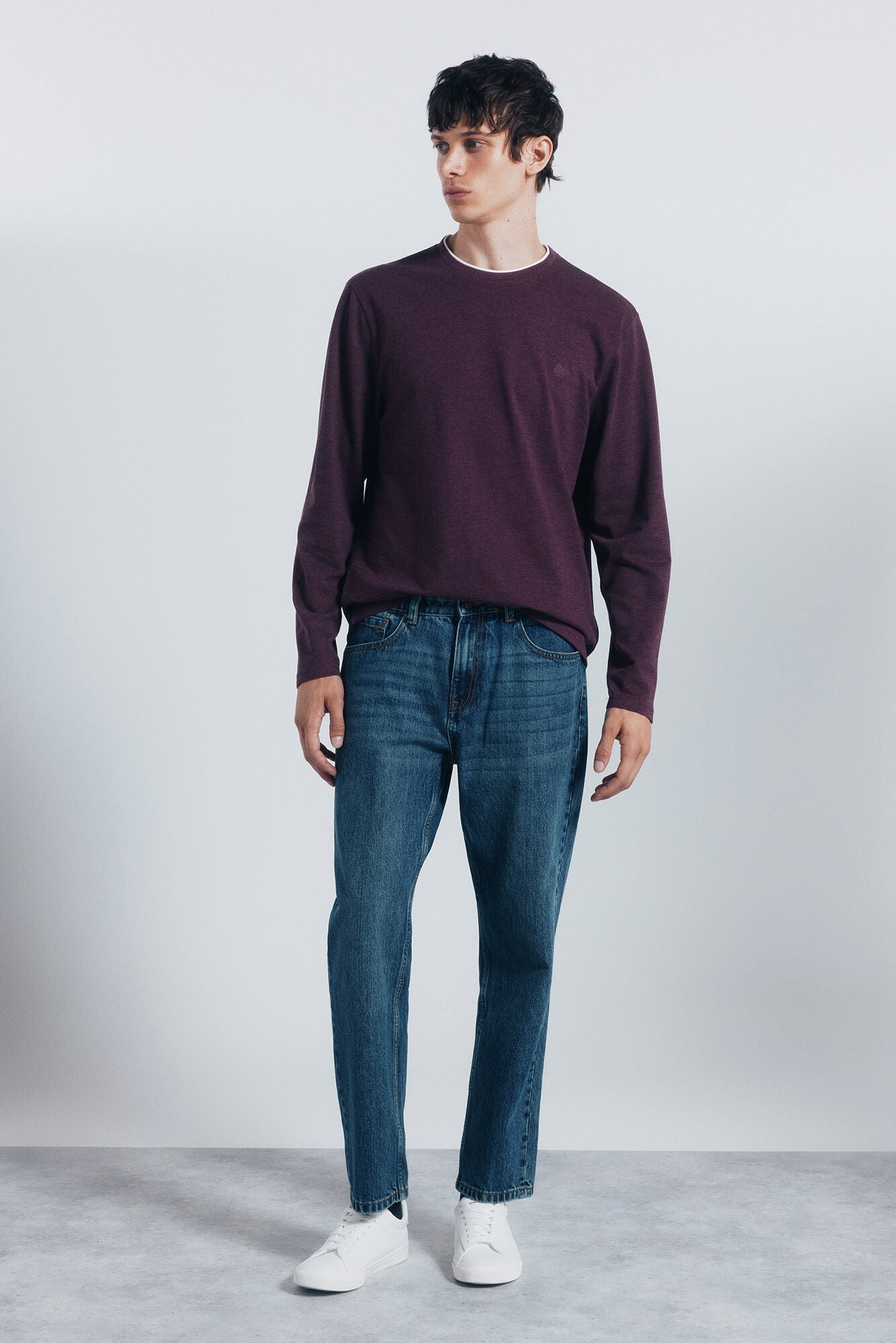 Double melange long-sleeved T-shirt