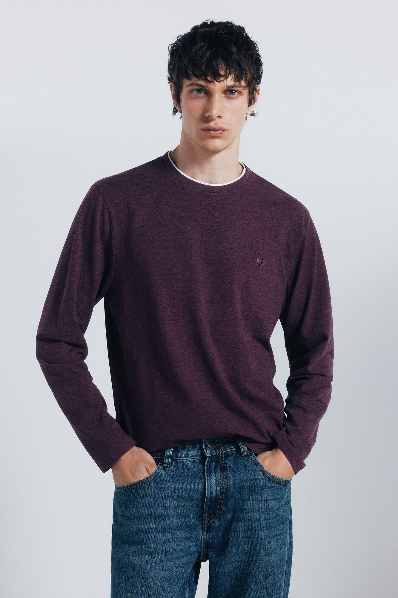 Double melange long-sleeved T-shirt