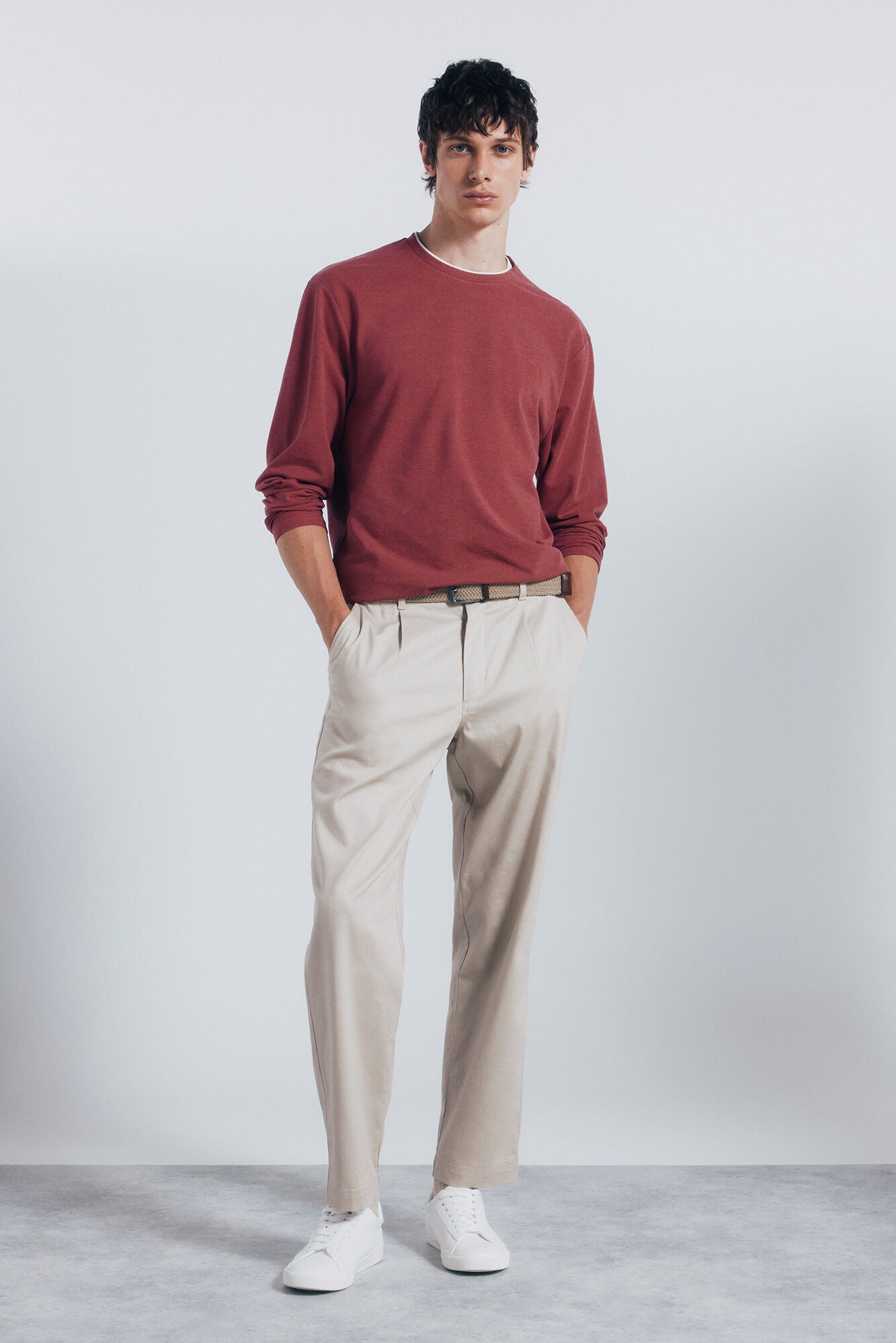 Double melange long-sleeved T-shirt