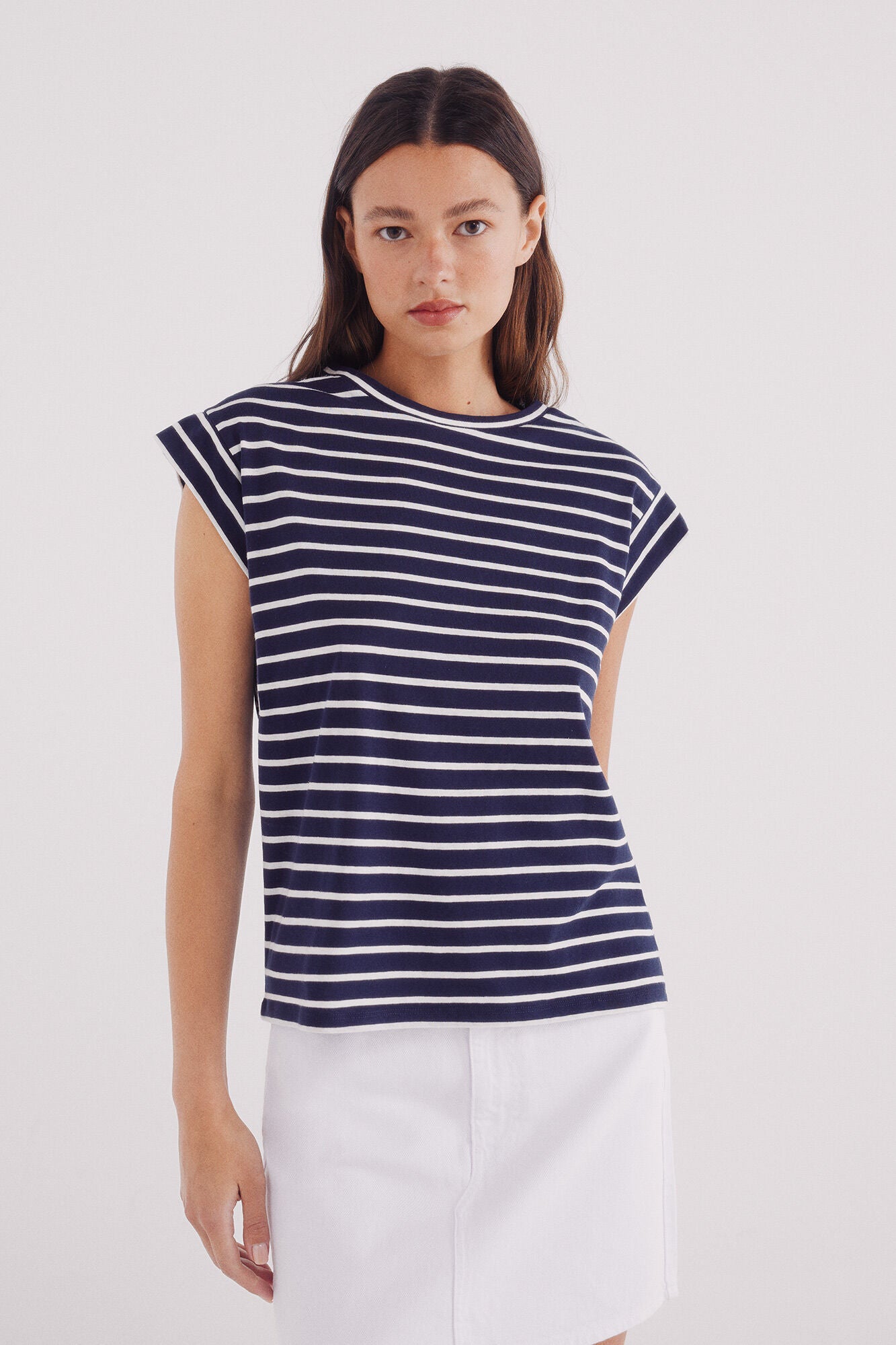 Striped T-shirt with contrasting sleeves