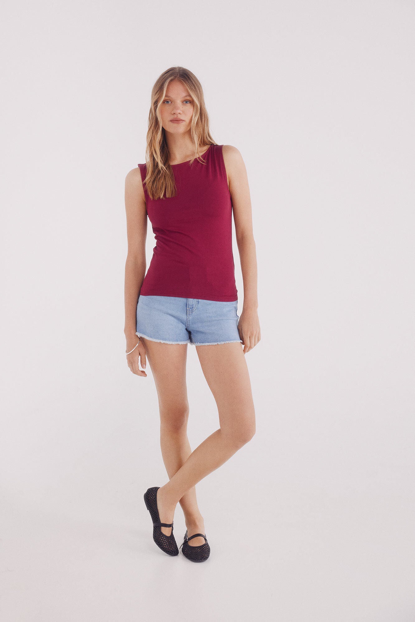 Cotton boat neckline t-shirt