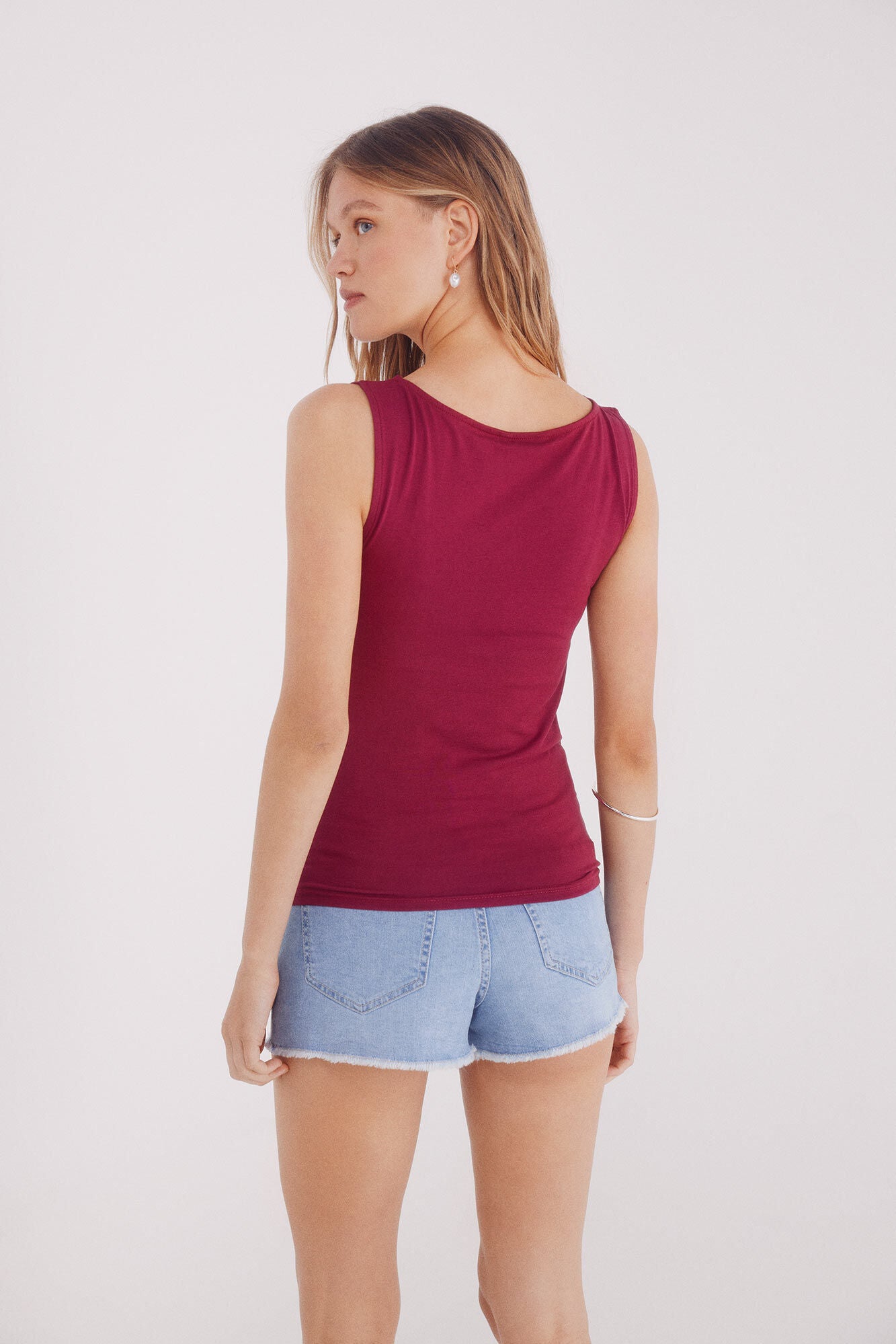 Cotton boat neckline t-shirt