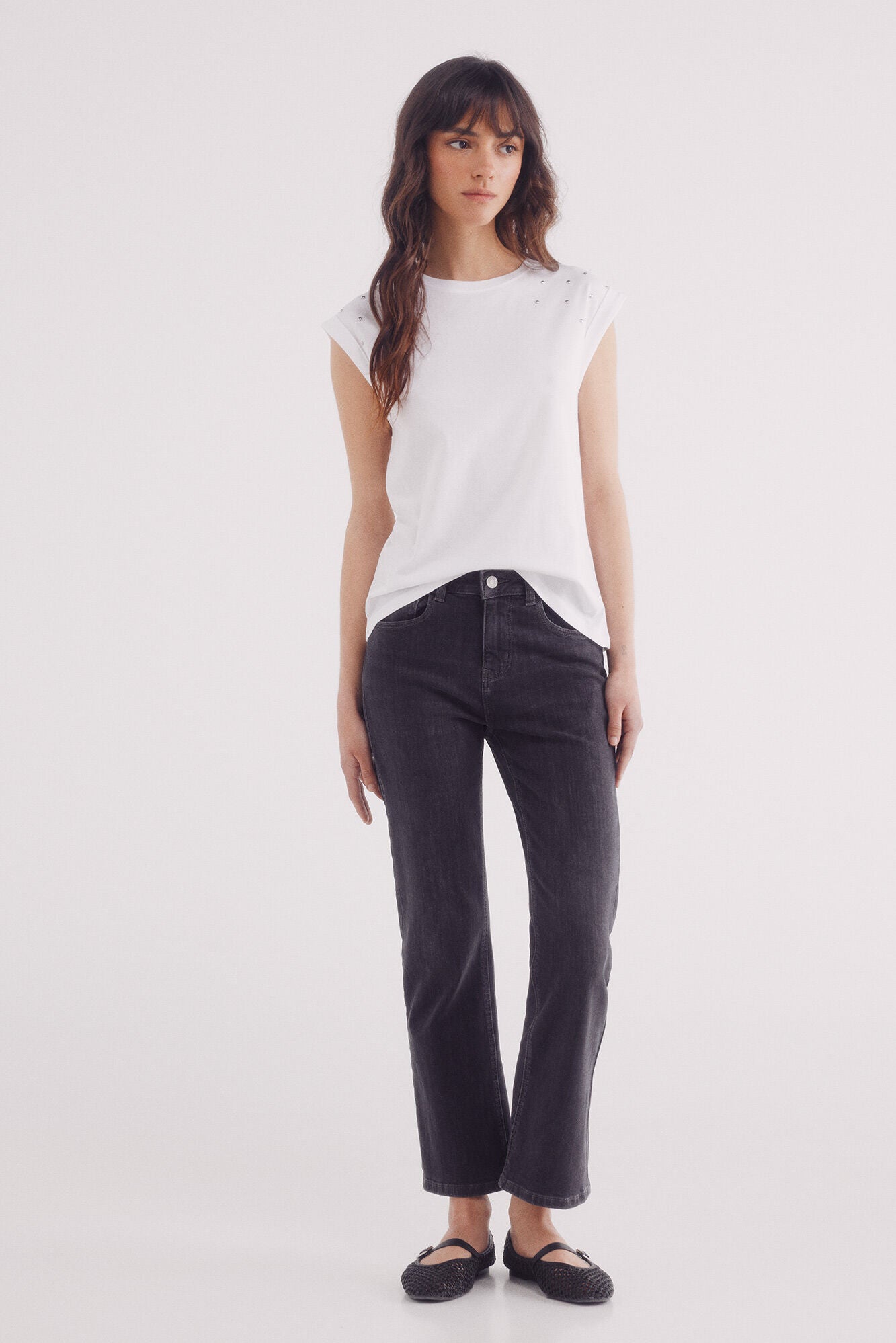 Crystal shoulder t-shirt