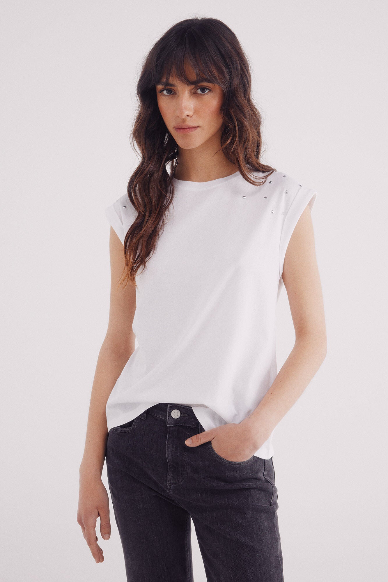 Crystal shoulder t-shirt