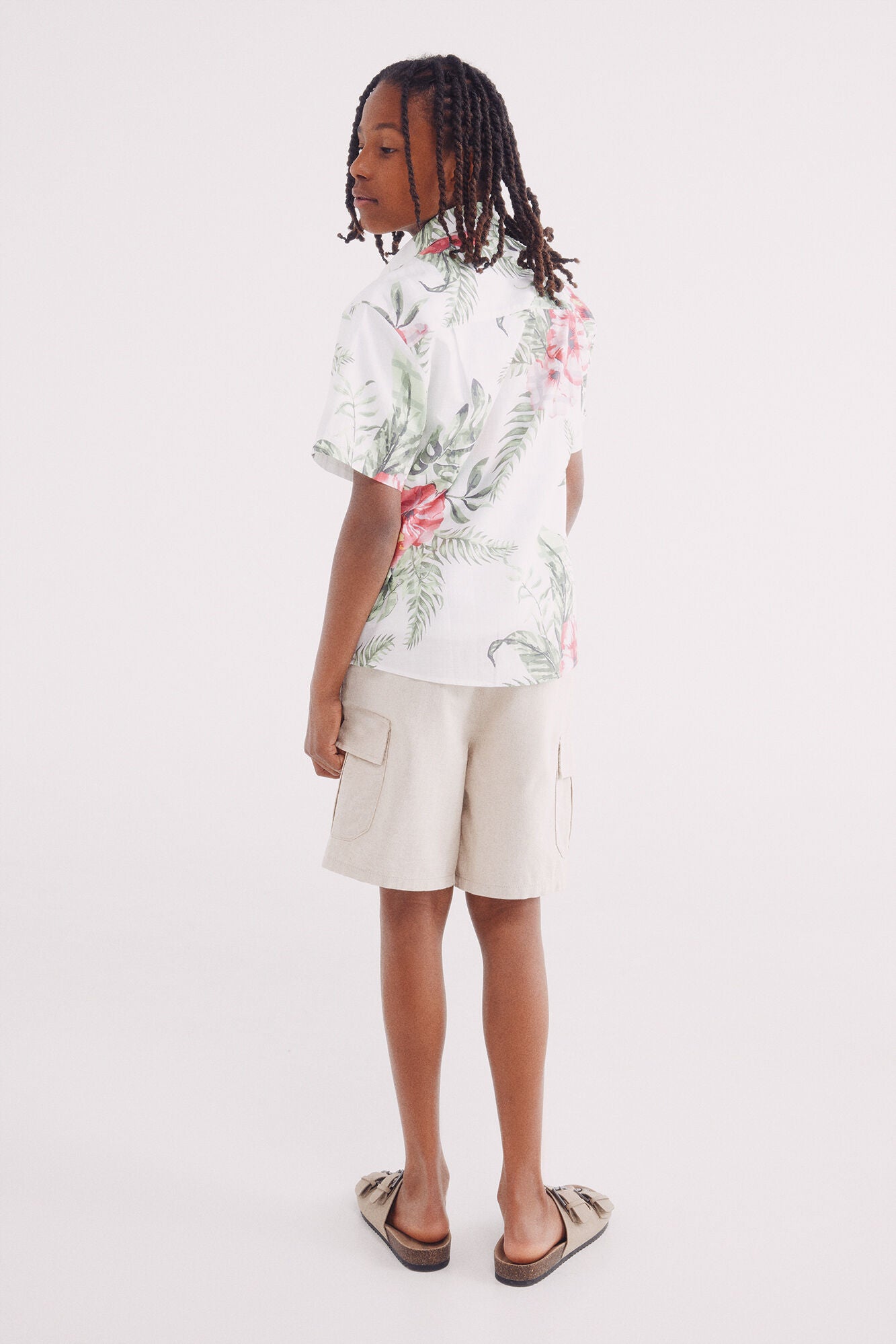 Linen cargo shorts for boys