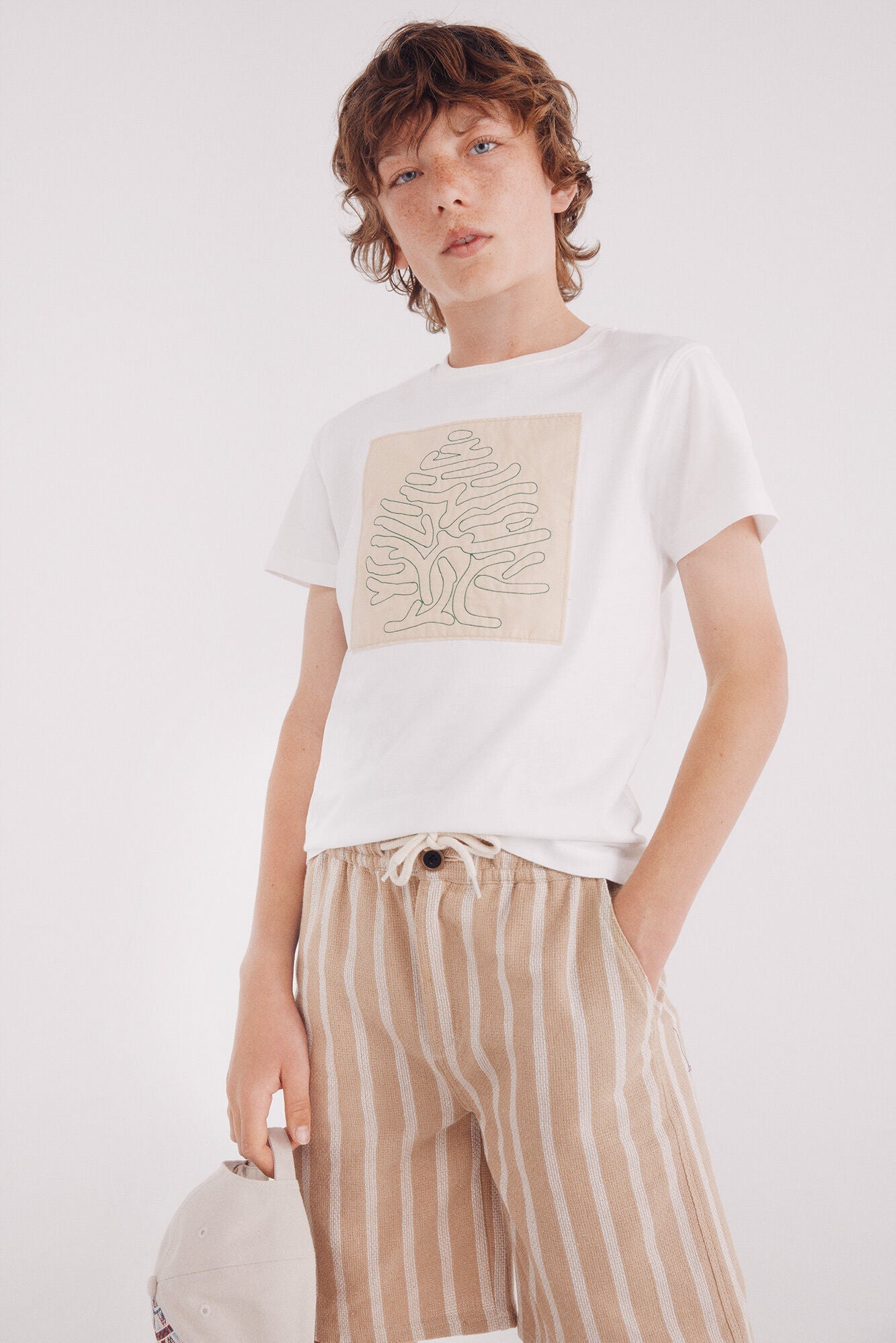 Striped linen Bermuda shorts for boys