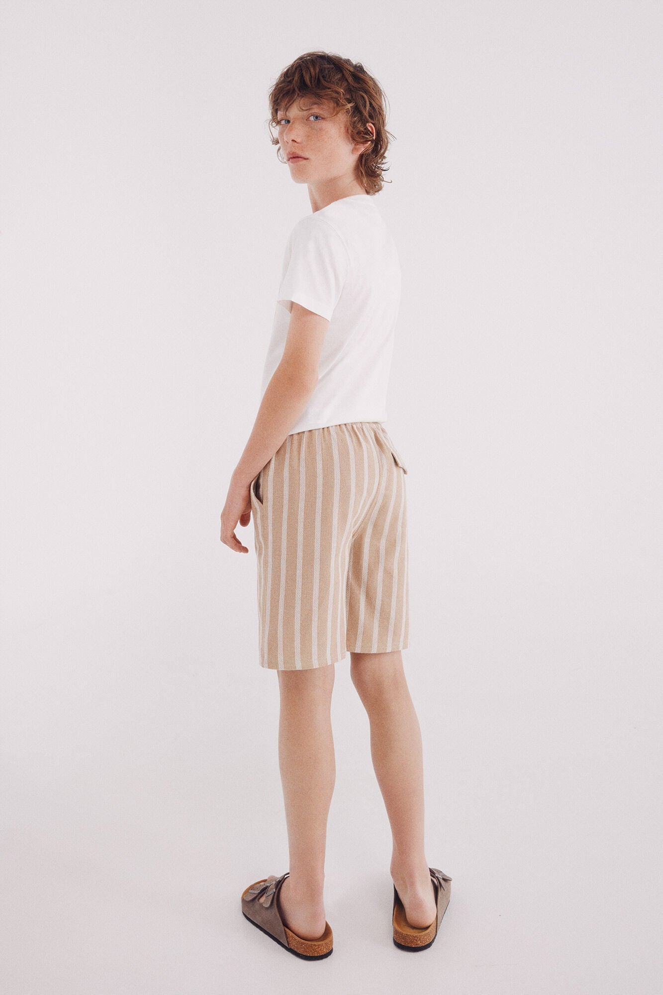 Striped linen Bermuda shorts for boys