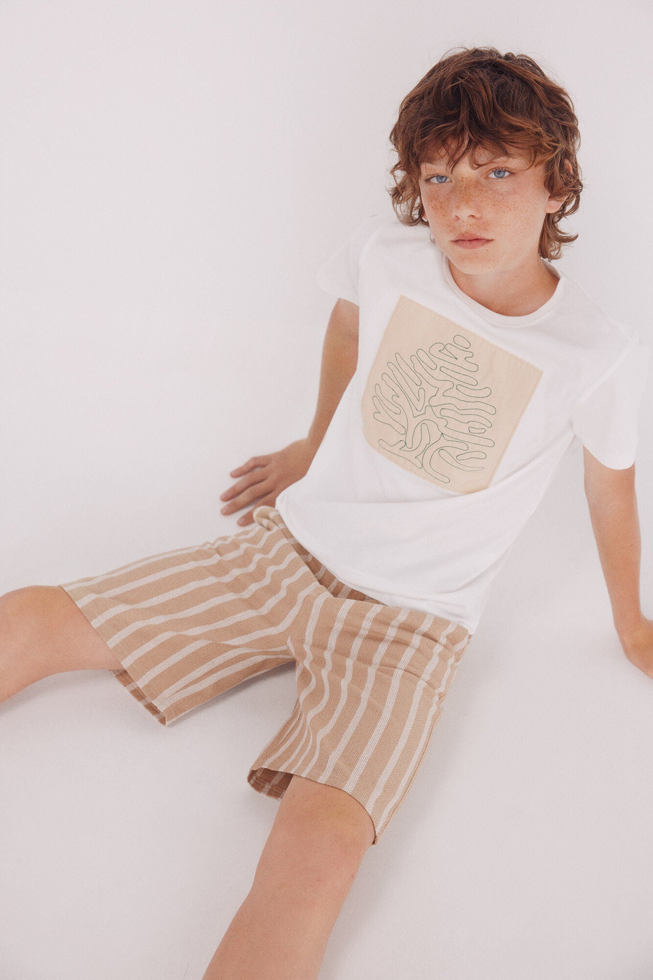 Striped linen Bermuda shorts for boys