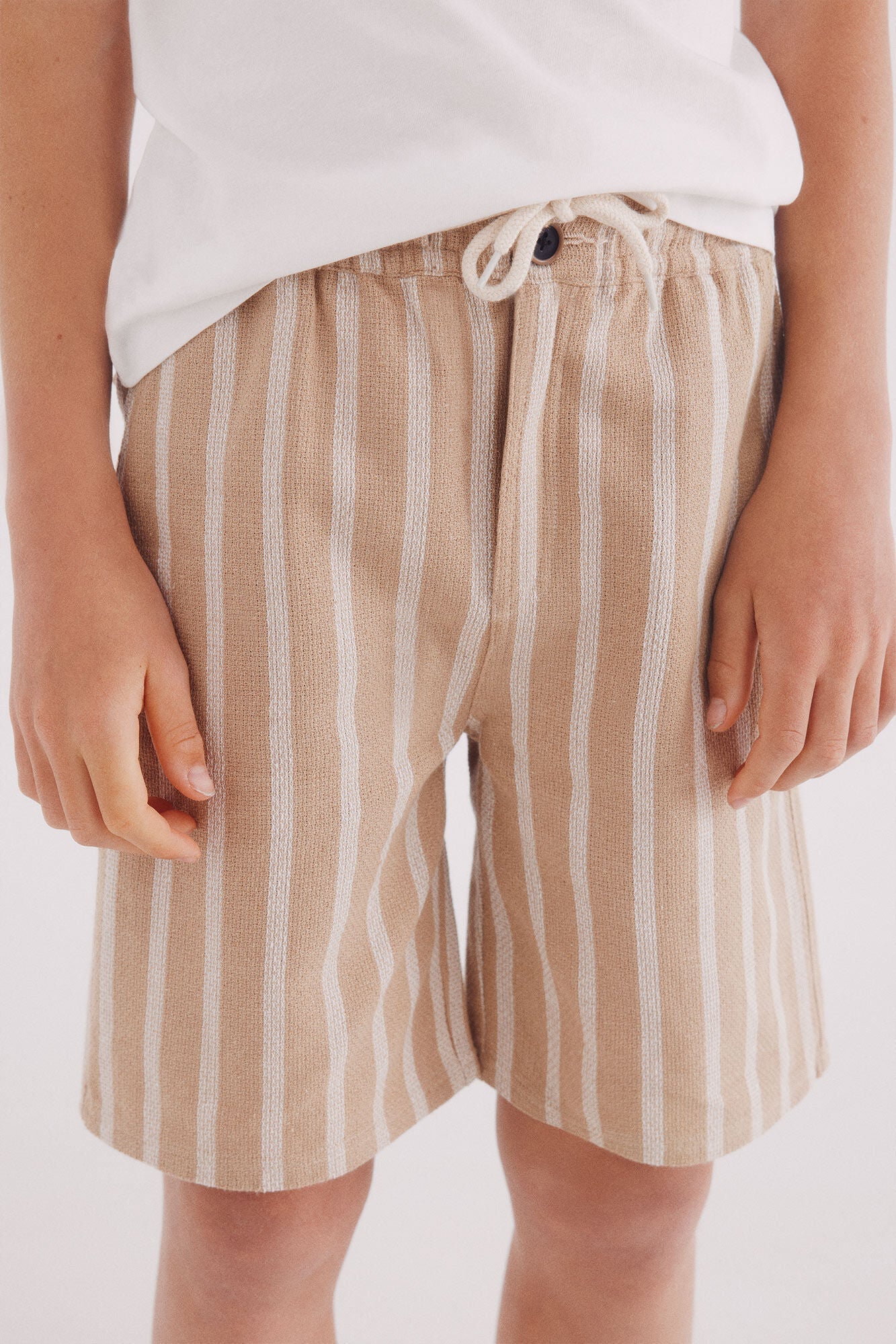 Striped linen Bermuda shorts for boys