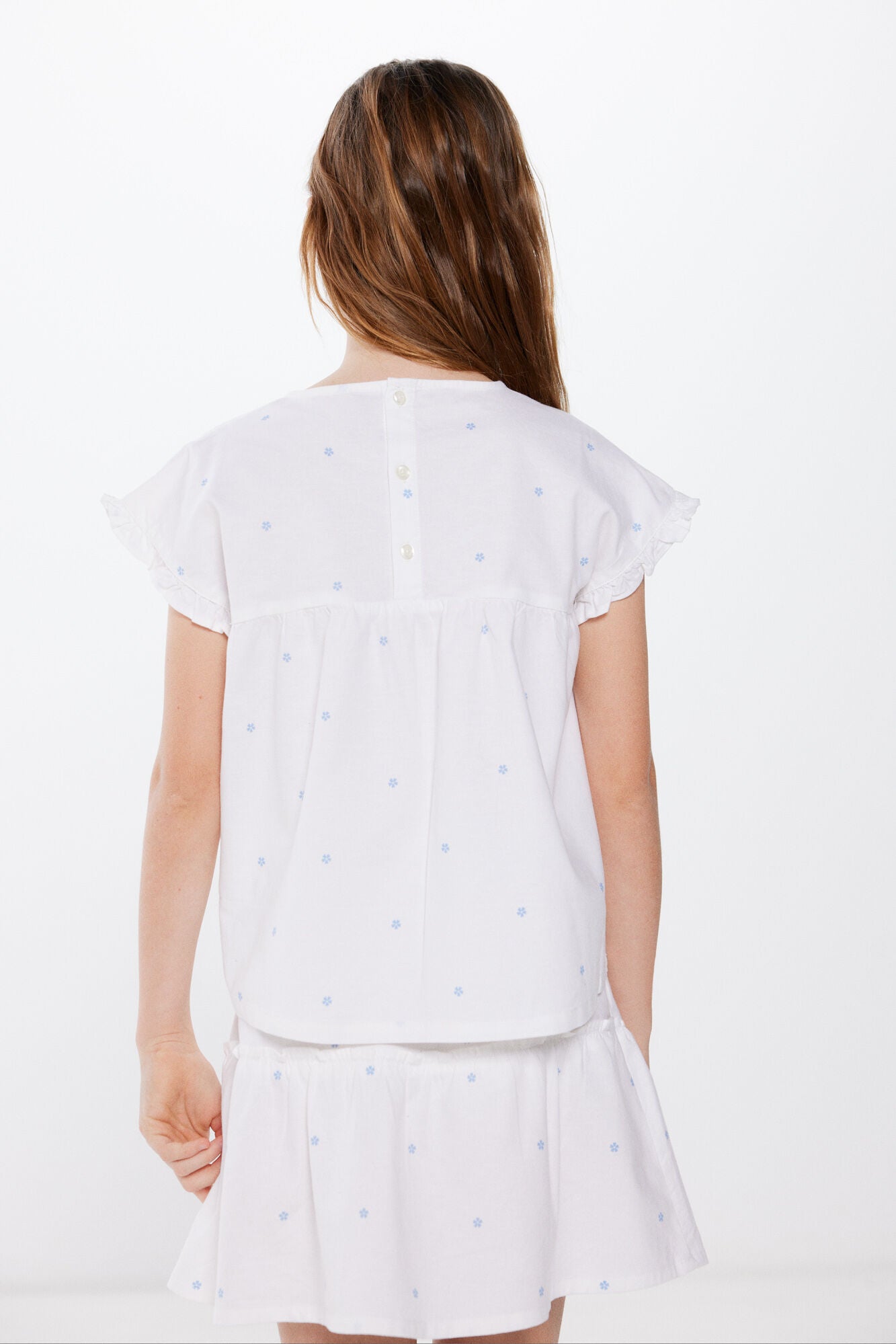 Girls' blue floral blouse