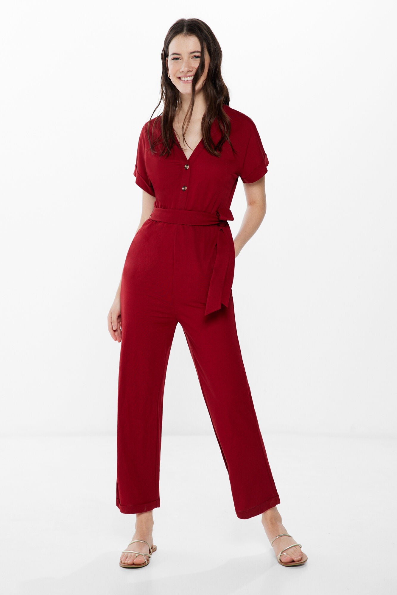 Jumpsuit with turn-up sleeves