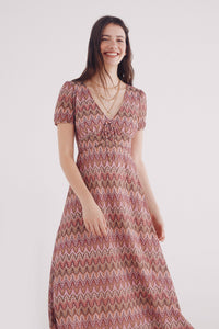 midi dress with zigzag borders