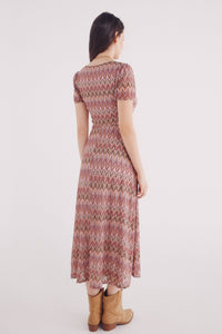 midi dress with zigzag borders