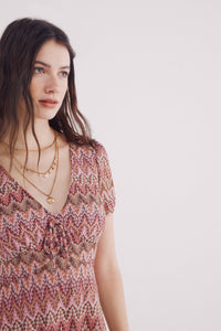 midi dress with zigzag borders